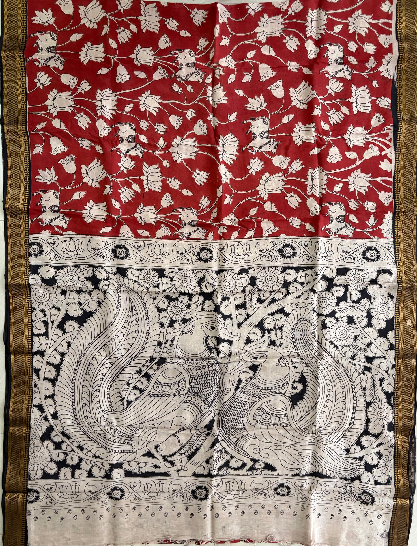 Printed Kalamkari Silk Saree with blouse