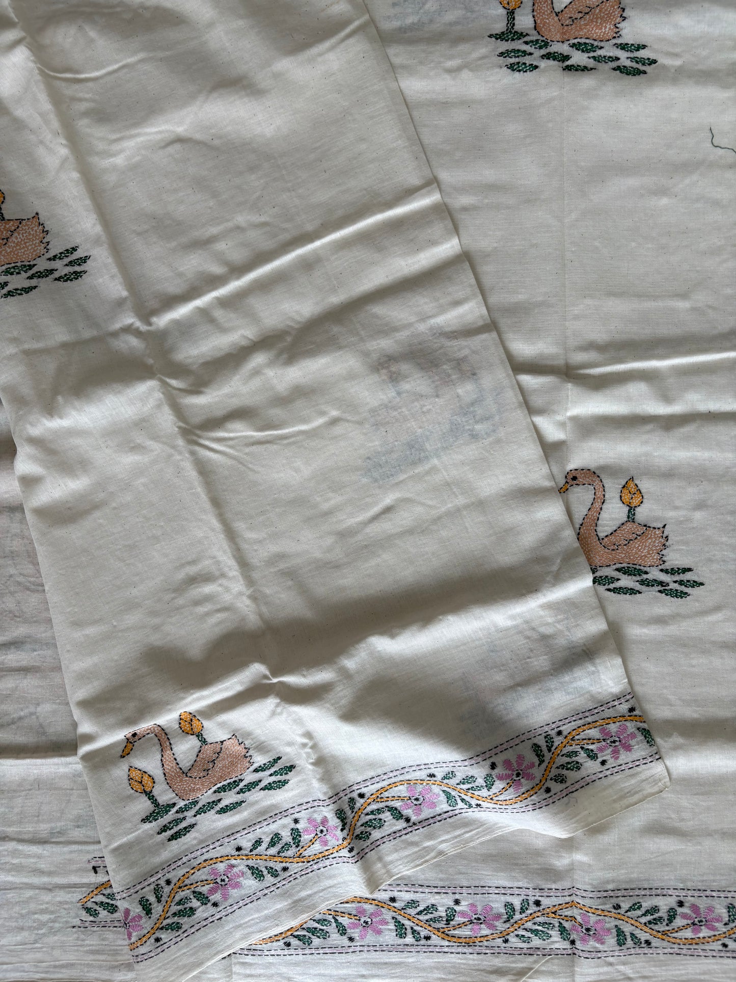 Kantha Hand Embroidered Pure Cotton Saree