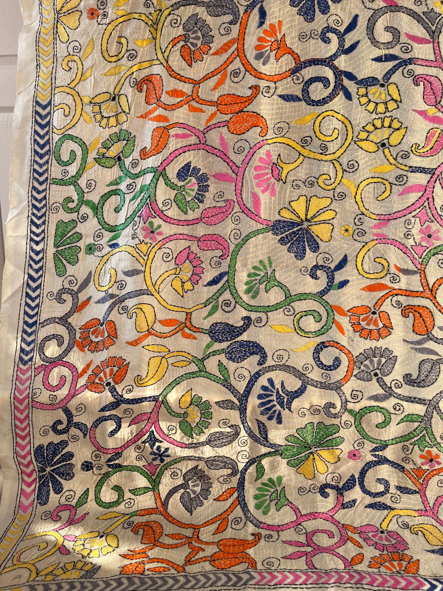 Nakshi Kantha Stitch Silk Dupatta