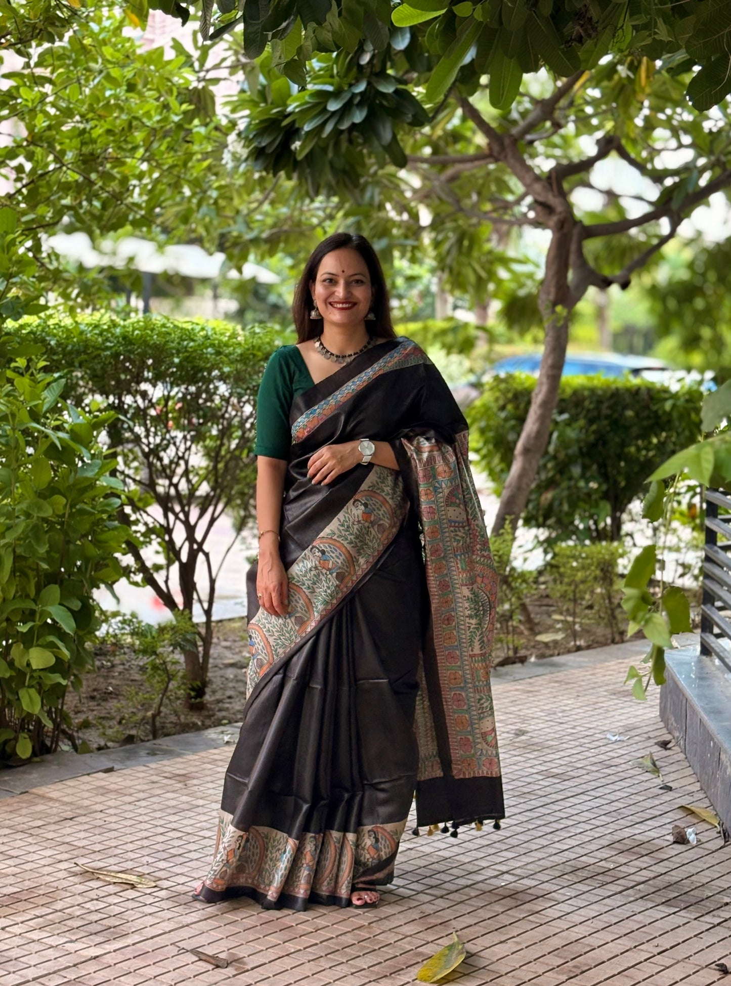 Pure Desi Tussar Silk Handcrafted Madhubani Saree (Silk Marked)