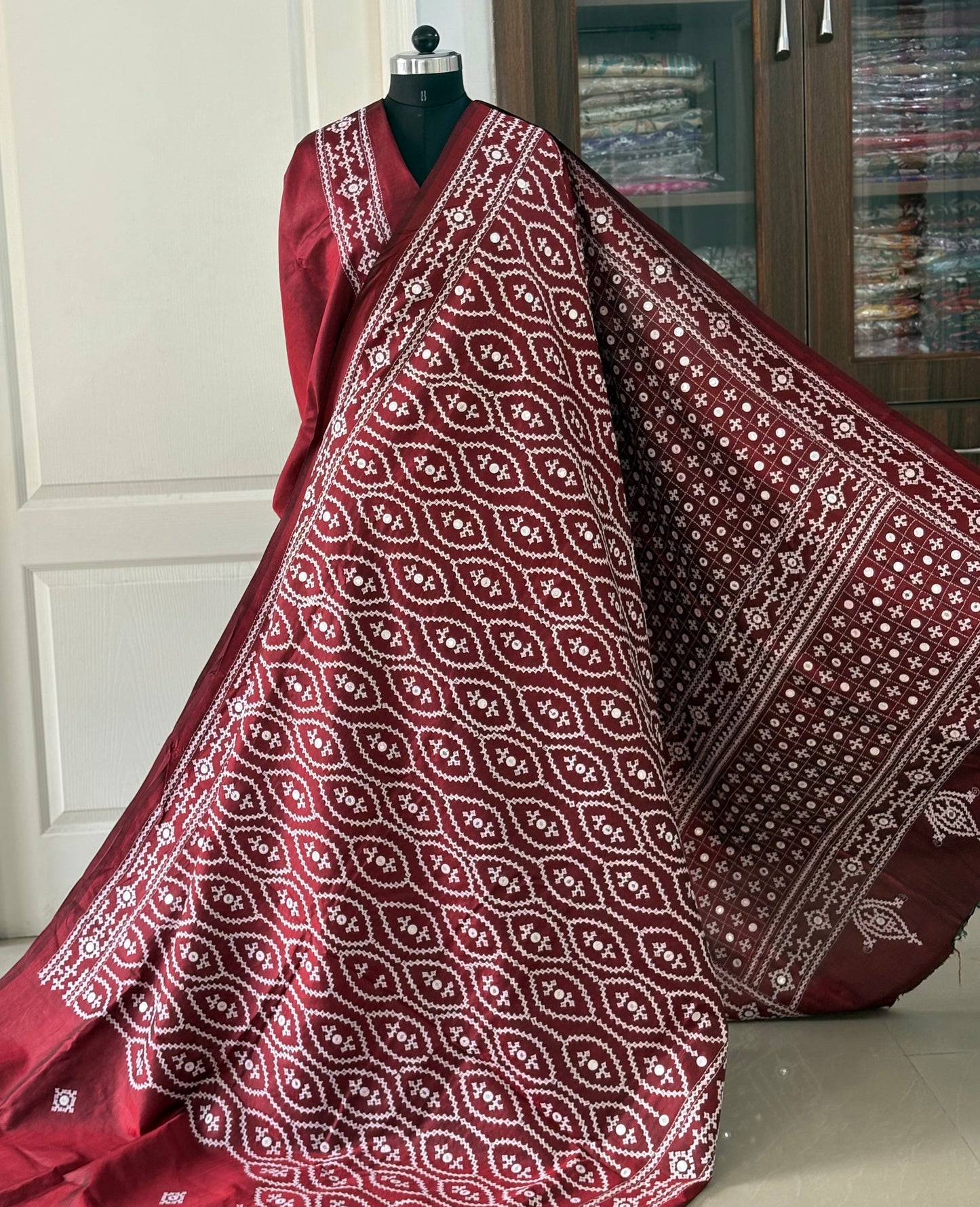 Kutch Hand Embroidered Pure Banglore Silk Saree