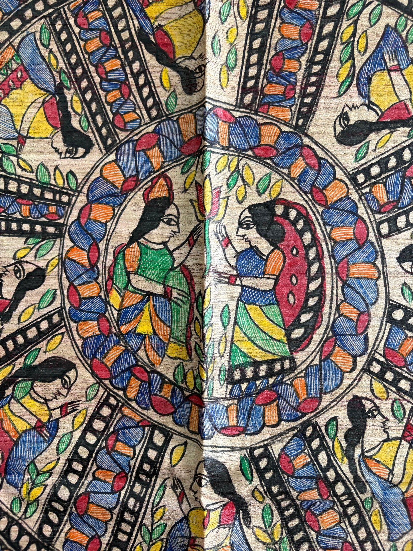 Pure Tussar Ghicha Silk Handcrafted Madhubani Saree (Silk Marked)