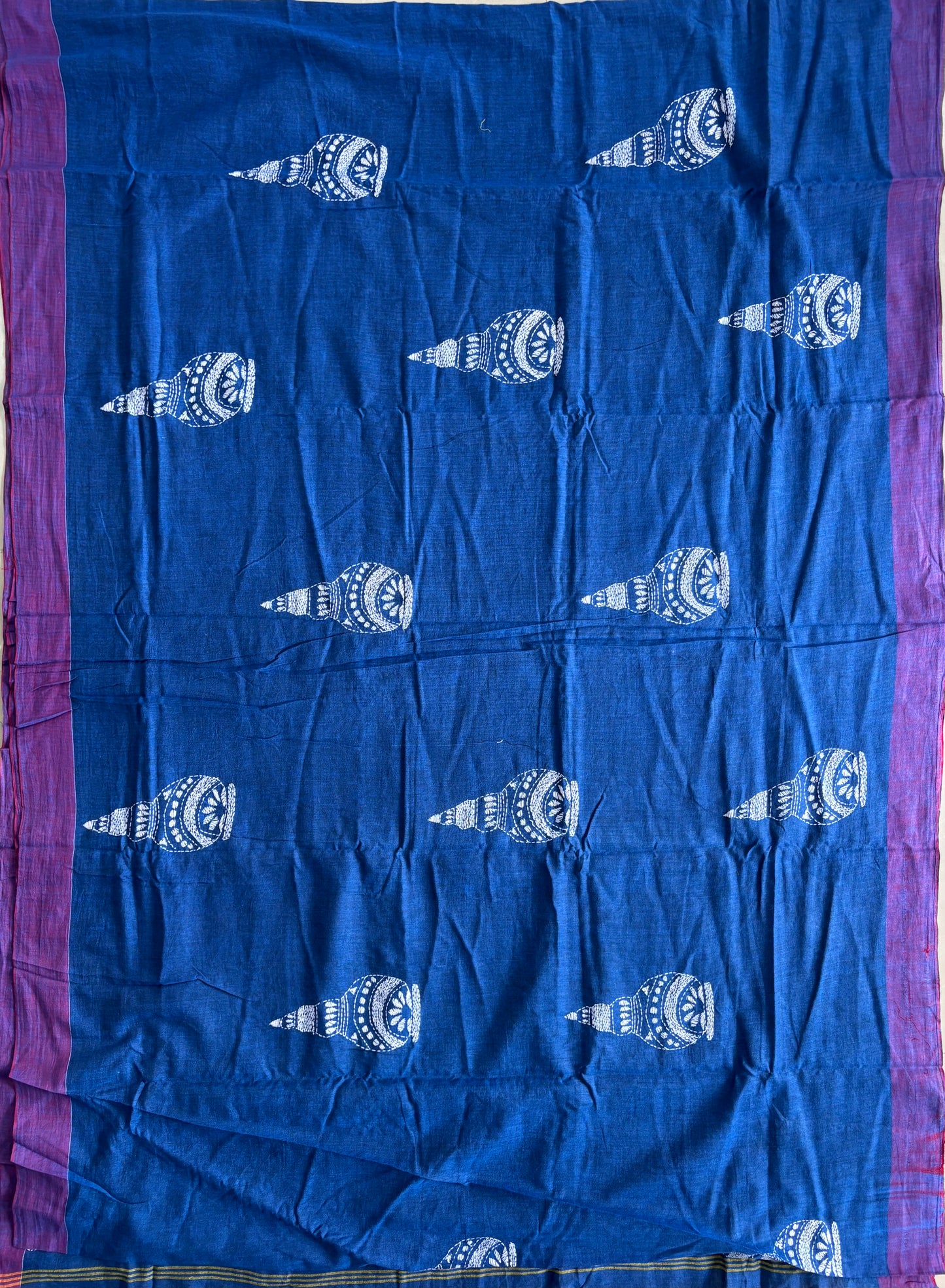 Kantha hand embroidered pure cotton saree with blouse
