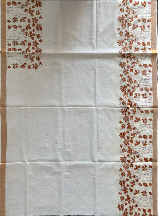 Kantha Stitch Hand Embroidered South Cotton Saree