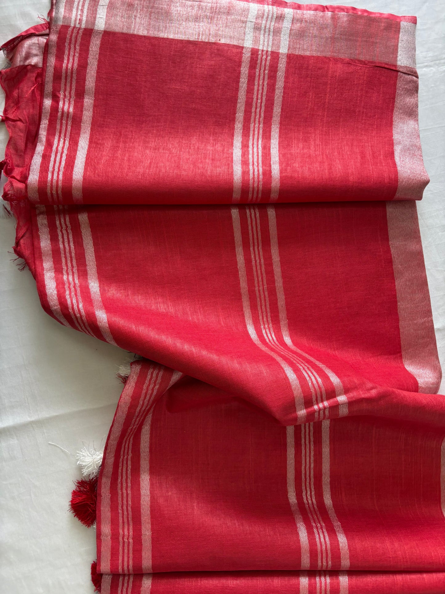 Cotton Linen Saree With running Blouse