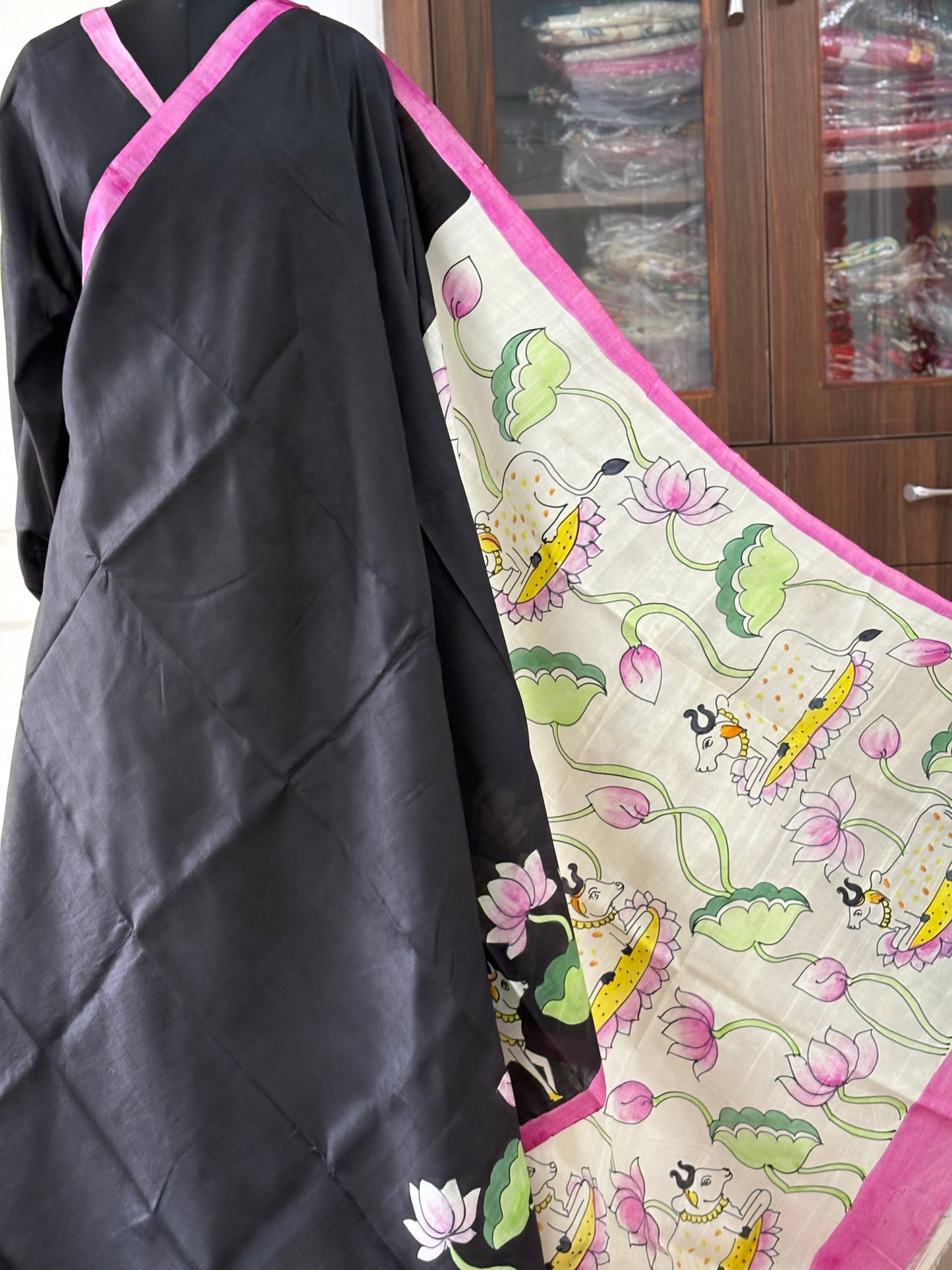 Exclusive Hand painted Pure Bishnupuri Silk Saree (Silk Marked)