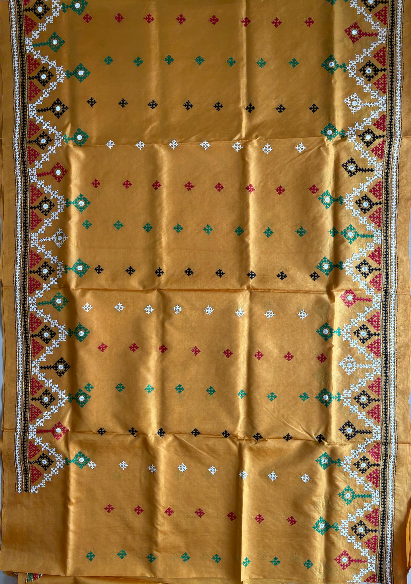 Kutch Hand Embroidered Pure Banglore Silk Saree – (Silk Marked)