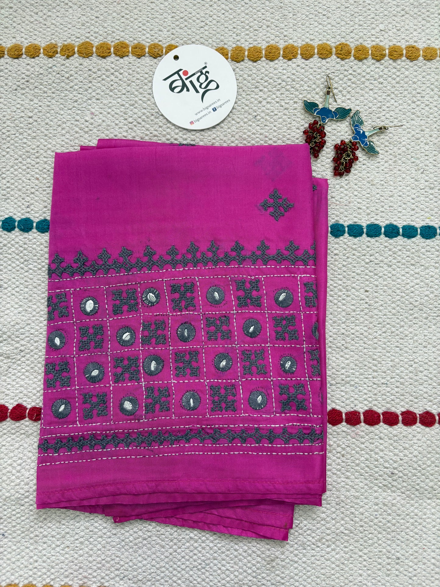 Gujrati work blouse piece in art silk 1 mtr