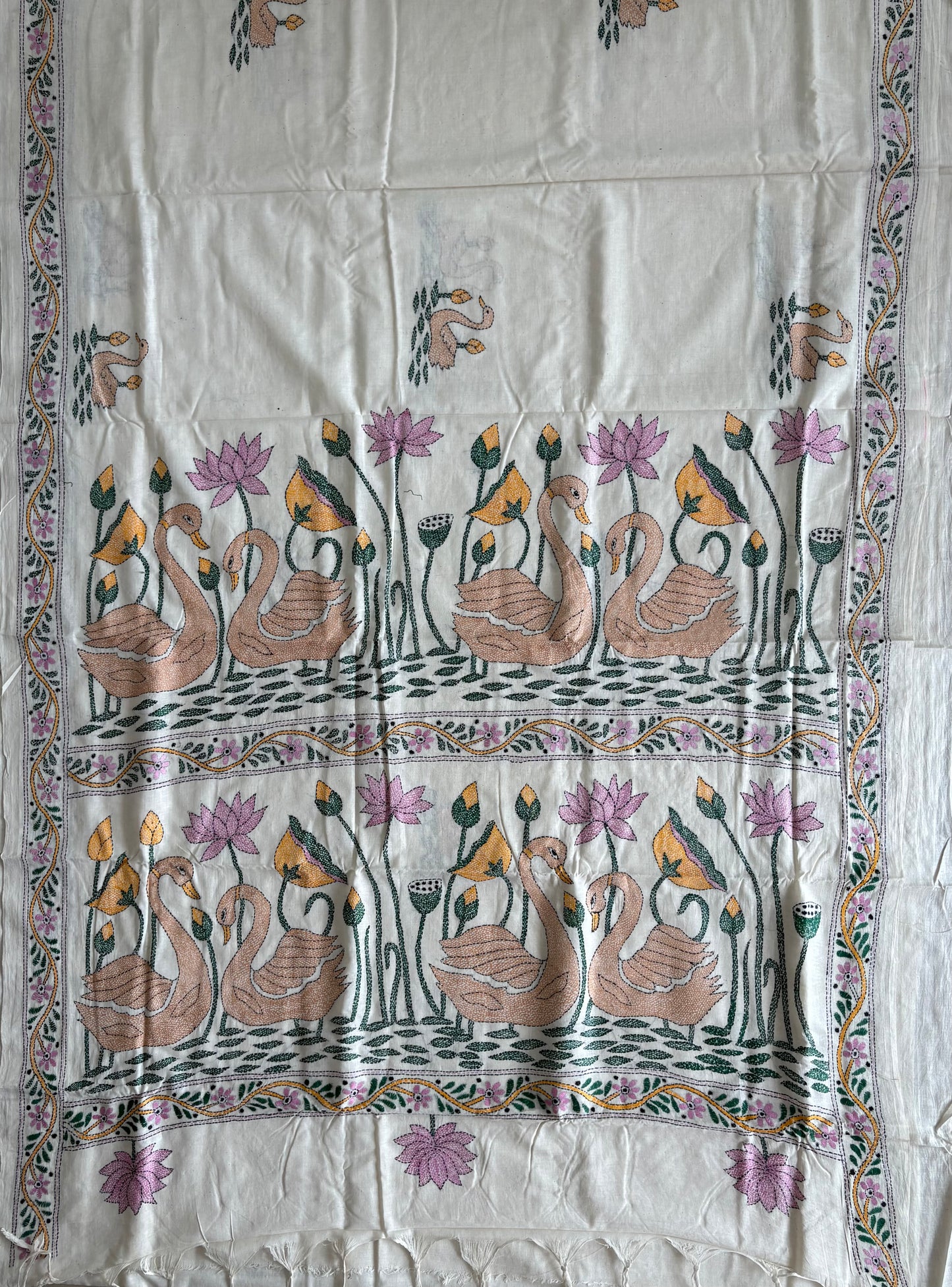 Kantha Hand Embroidered Pure Cotton Saree