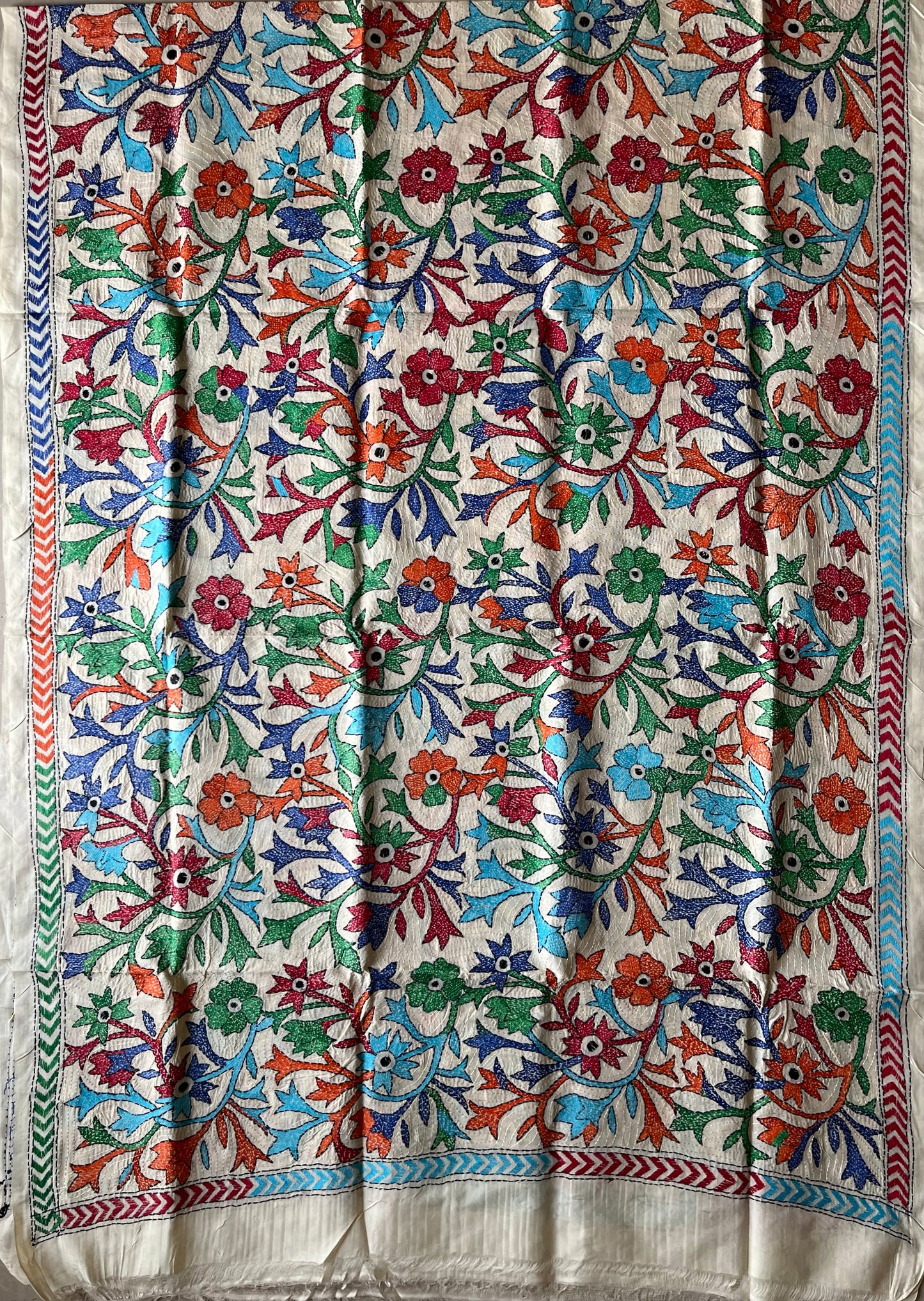 Nakshi Kantha Hand Embroidary Full Work Semi Tusshar Silk Dupatta 36”