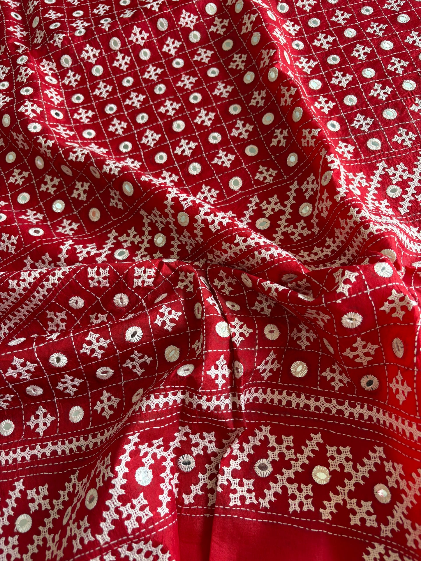 Kutch Hand Embroidered Pure Banglore Silk Saree – (Silk Marked)