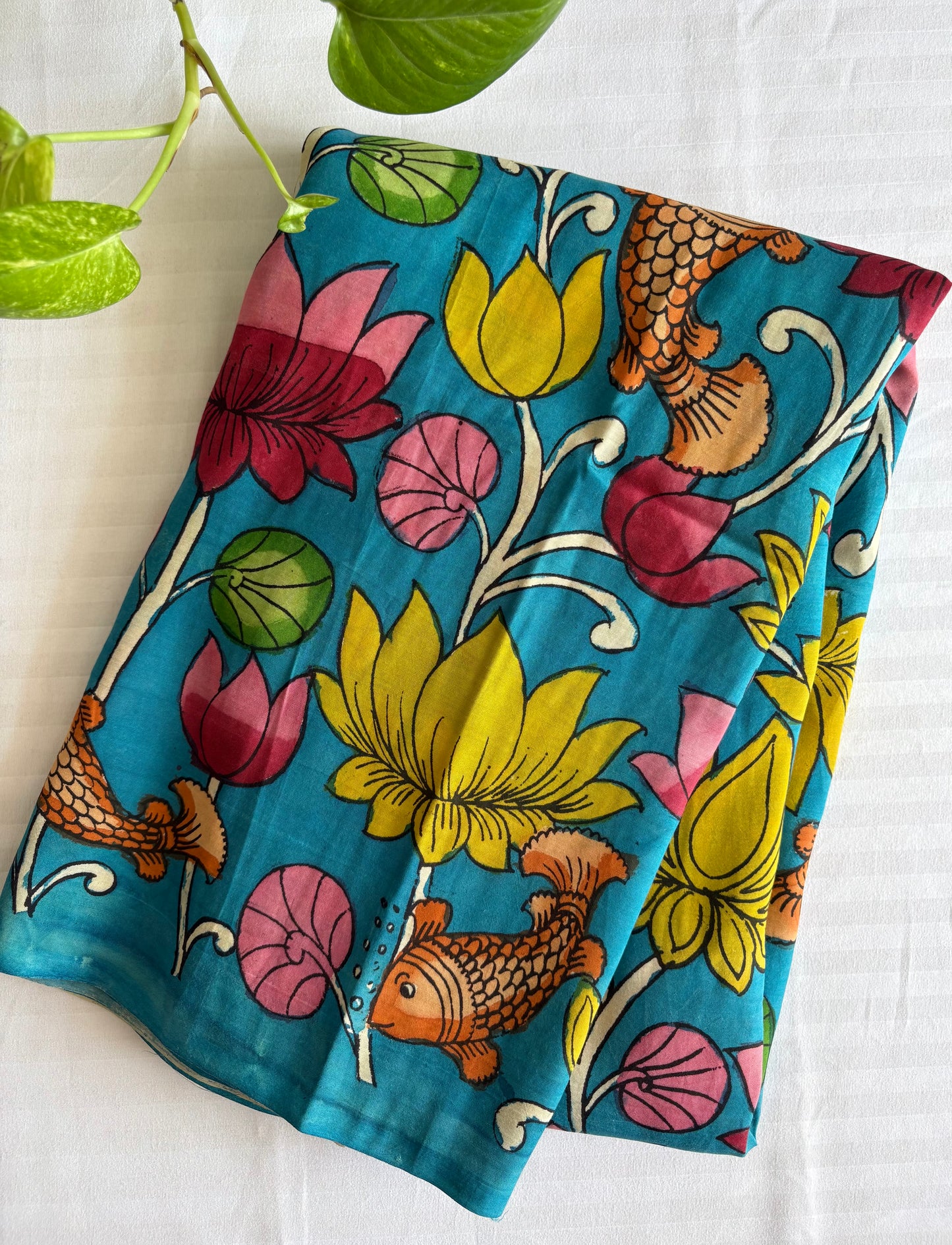 Pen Kalamkari hand painted Banglore silk fabric