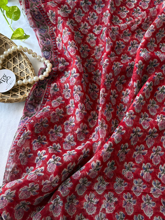 Hand Block Print Saree | Pure Chiffon