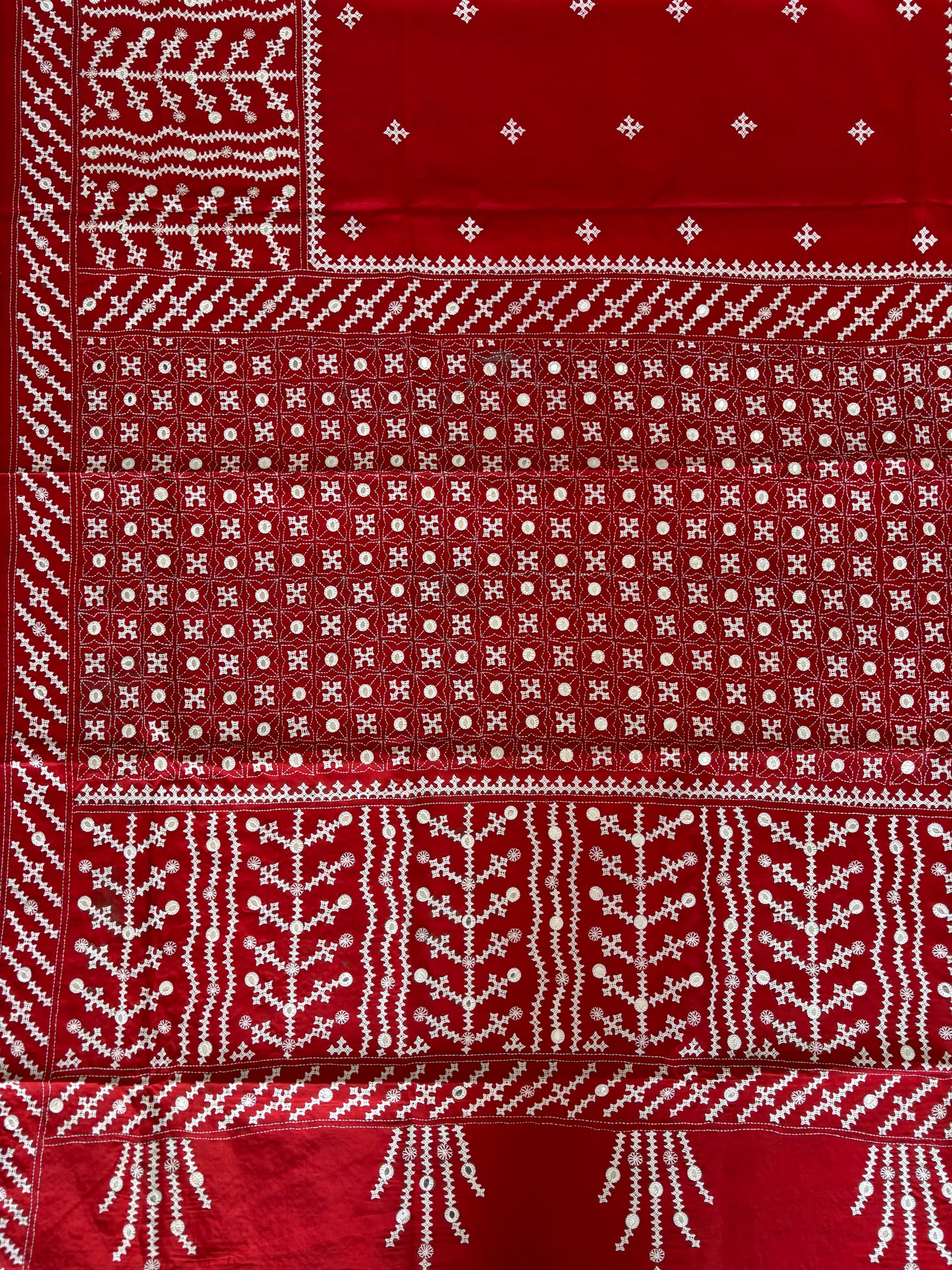 Kutchi/Gujarati Hand Embroidered Saree | Blended Bangalore Silk / Art Silk