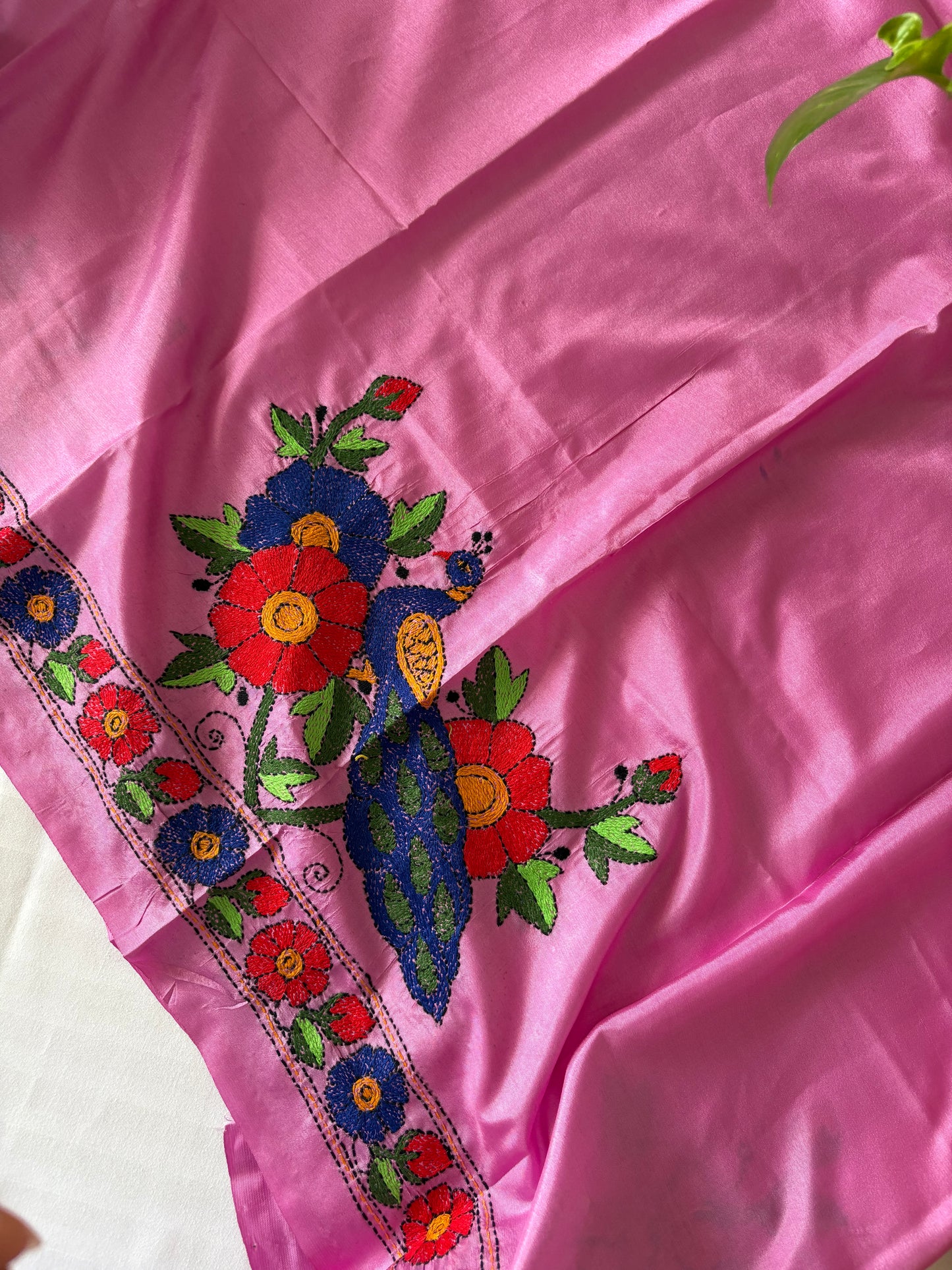Kantha Stitch Art Silk Blouse Piece