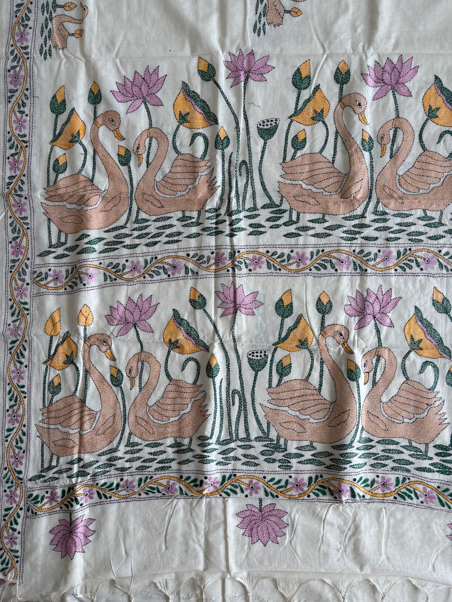 Kantha Hand Embroidered Pure Cotton Saree