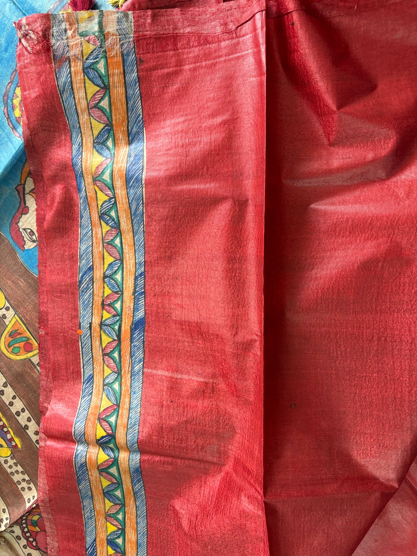 Pure Desi Tussar Silk Handcrafted Madhubani Saree (Silk Marked)