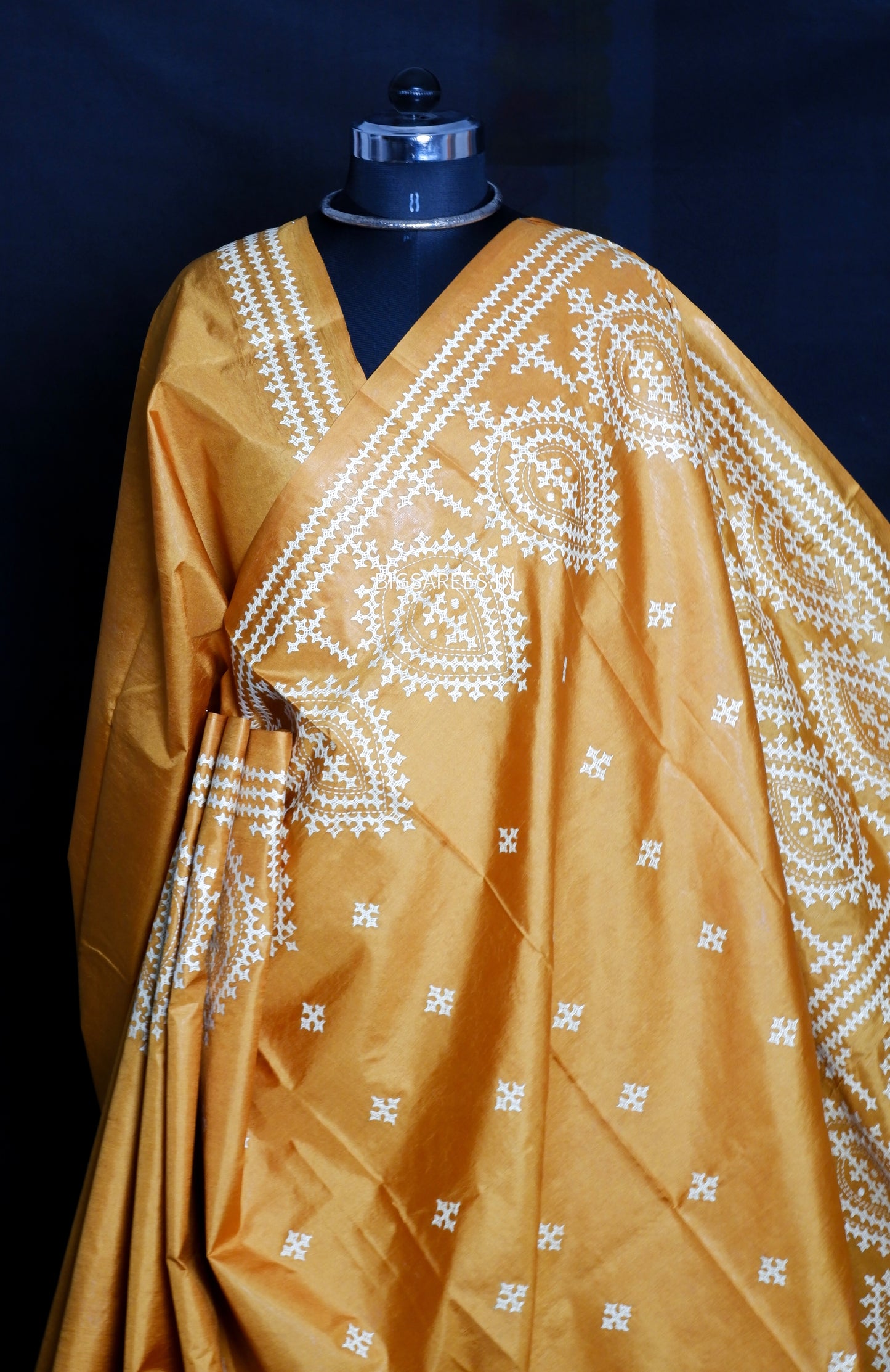 Kutch Hand Embroidered Pure Banglore Silk Saree