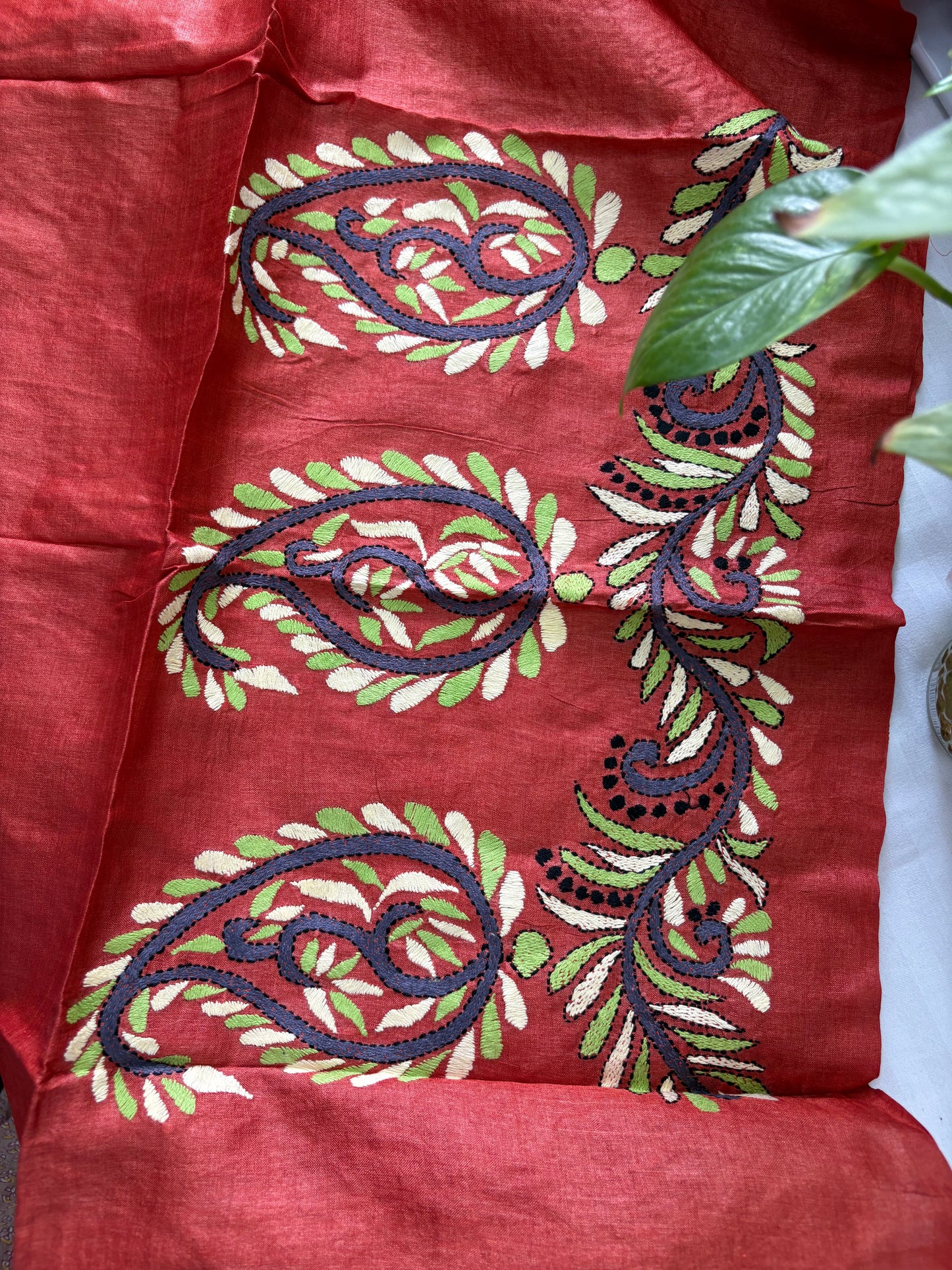 Kantha Stitch Pure Silk Blouse Piece