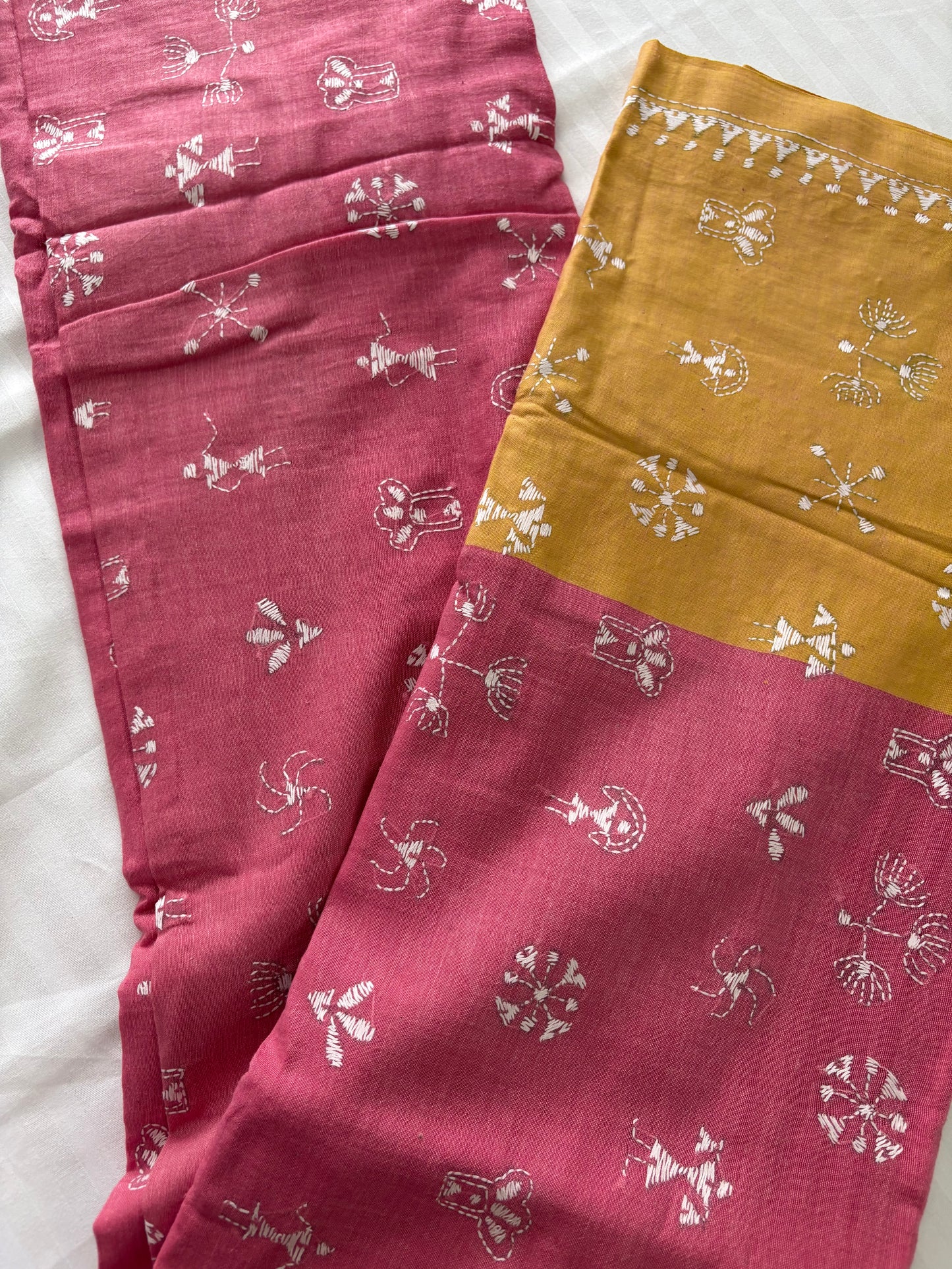 Kantha Hand Embroidered Pure Cotton Saree