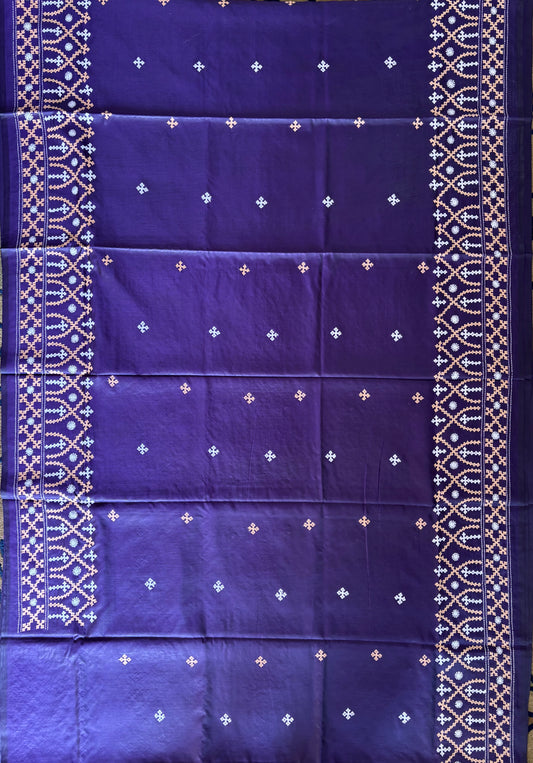 Gujrati Stitch/Kutch Hand Embroidered Art Silk Saree