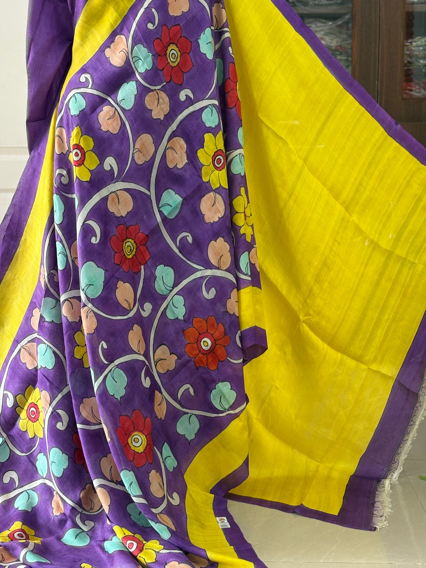 Exclusive Hand painted Pure Bishnupuri Silk Saree (Silk Marked)