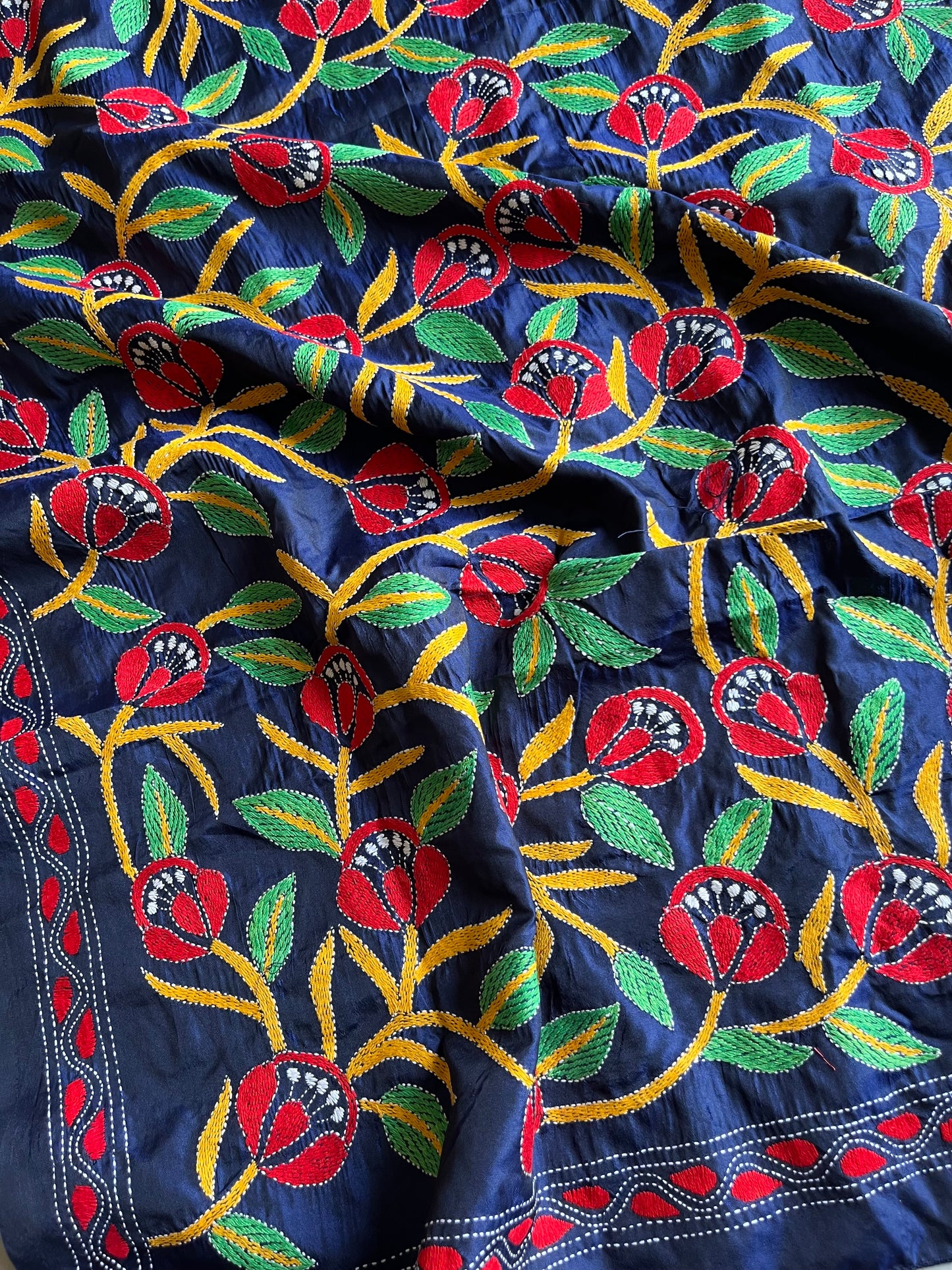 Kantha Stitch Art Silk Dupatta