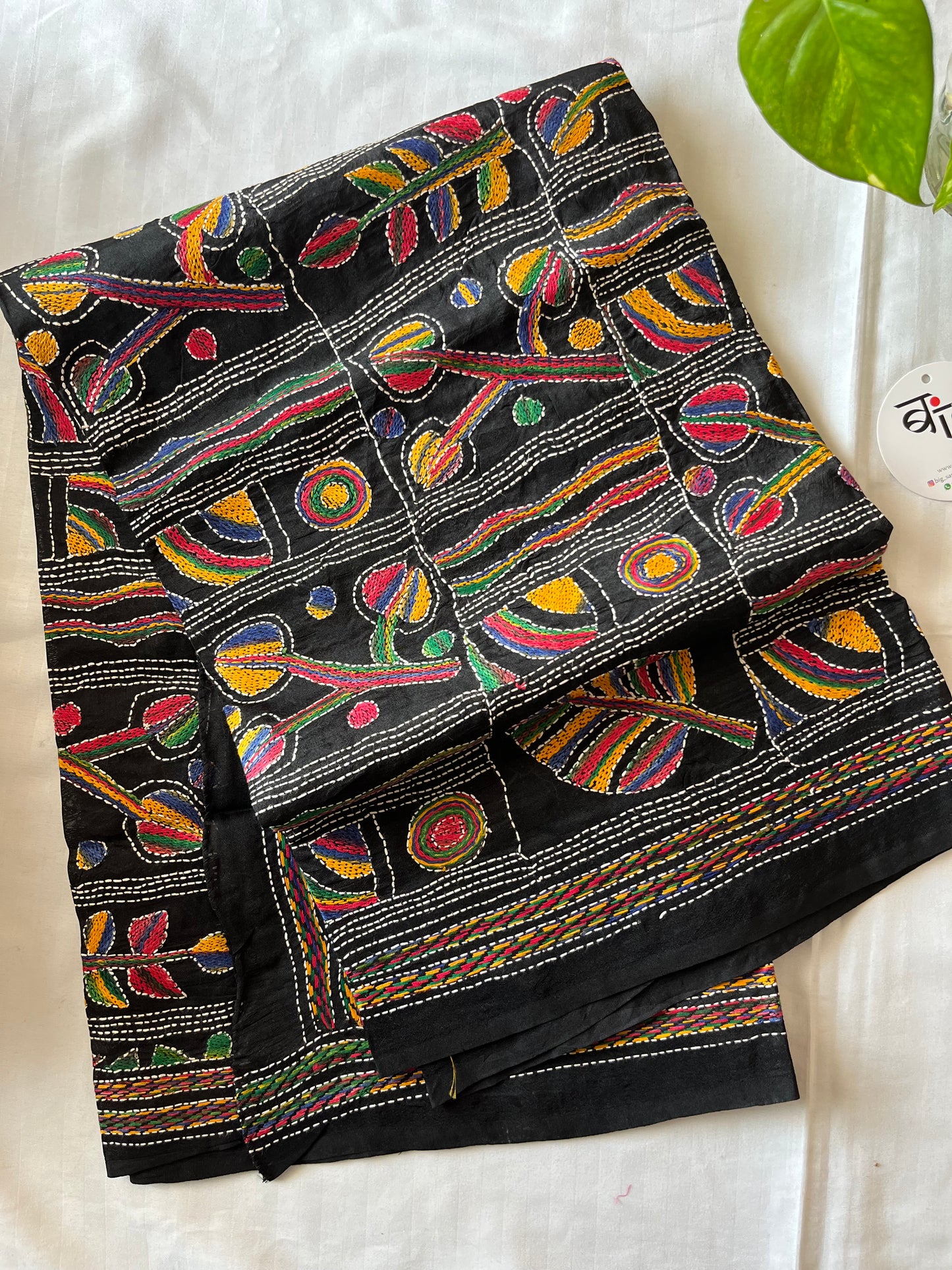 Kantha Hand Embroidary Full Work Tye Dye Semi Tusshar Silk Dupatta