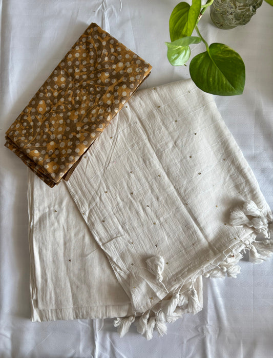 Jonaki Pure Mul Cotton Saree – off white