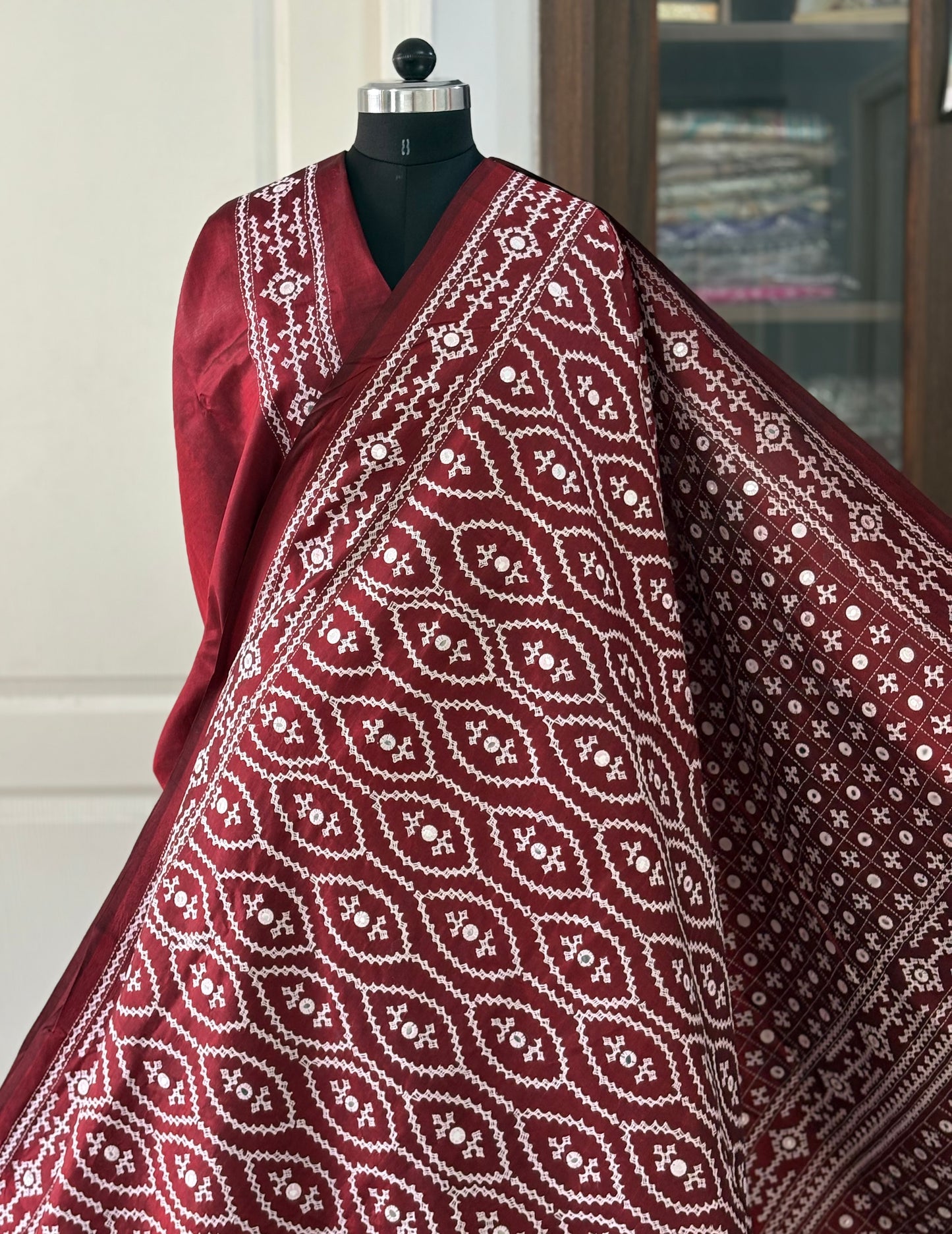 Kutch Hand Embroidered Pure Banglore Silk Saree