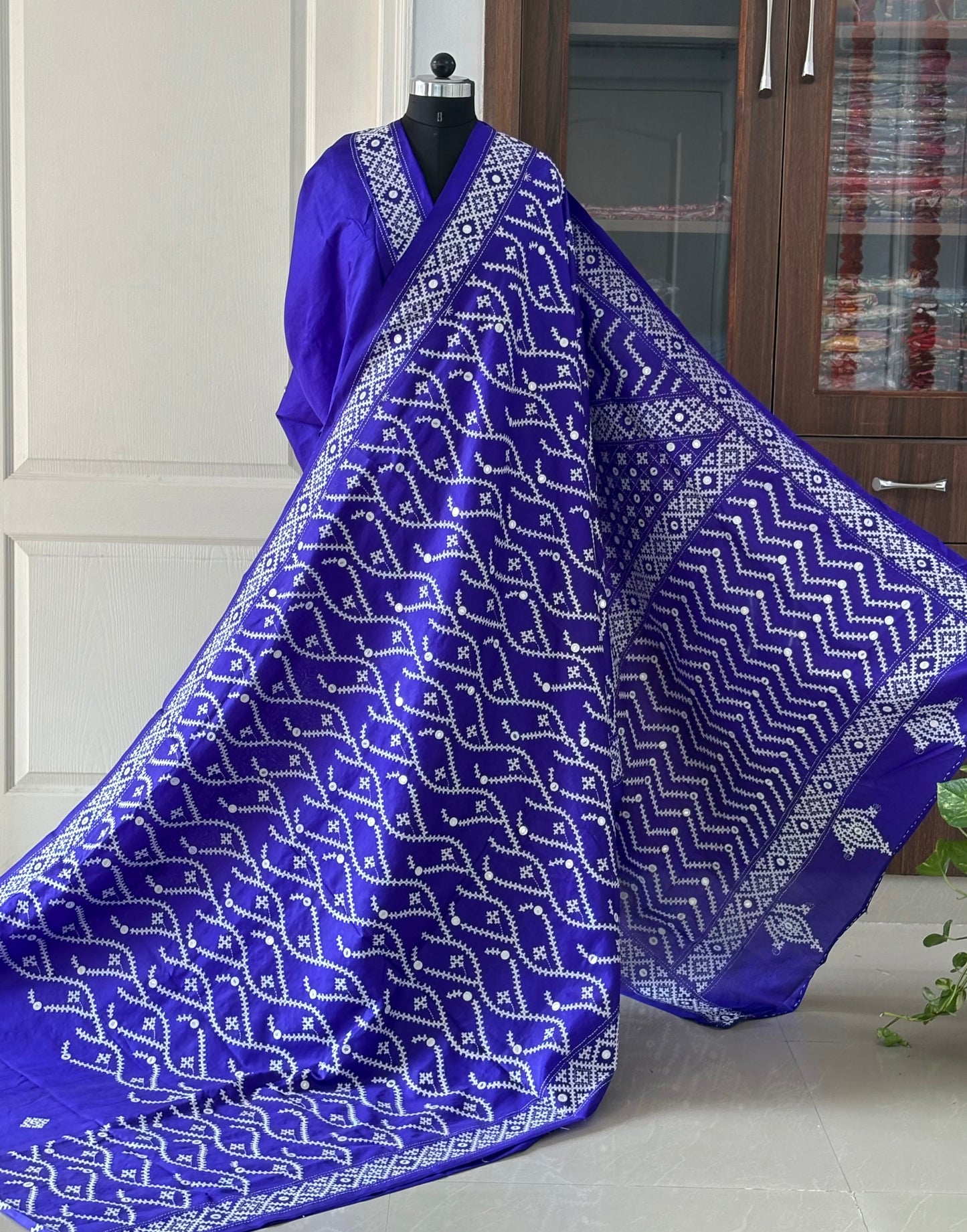 Kutch Hand Embroidered Pure Banglore Silk Saree