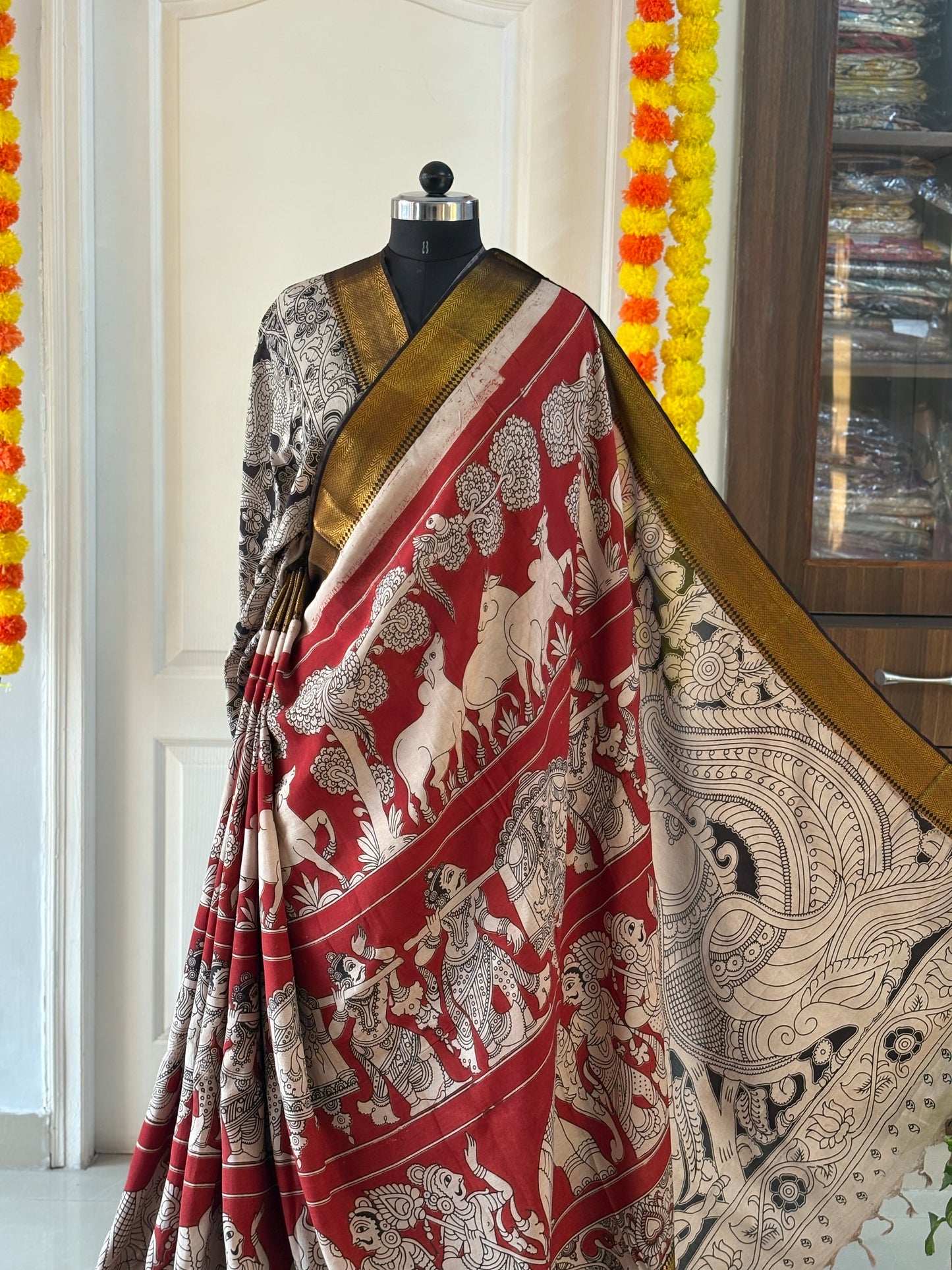 Printed Kalamkari Silk Saree with blouse
