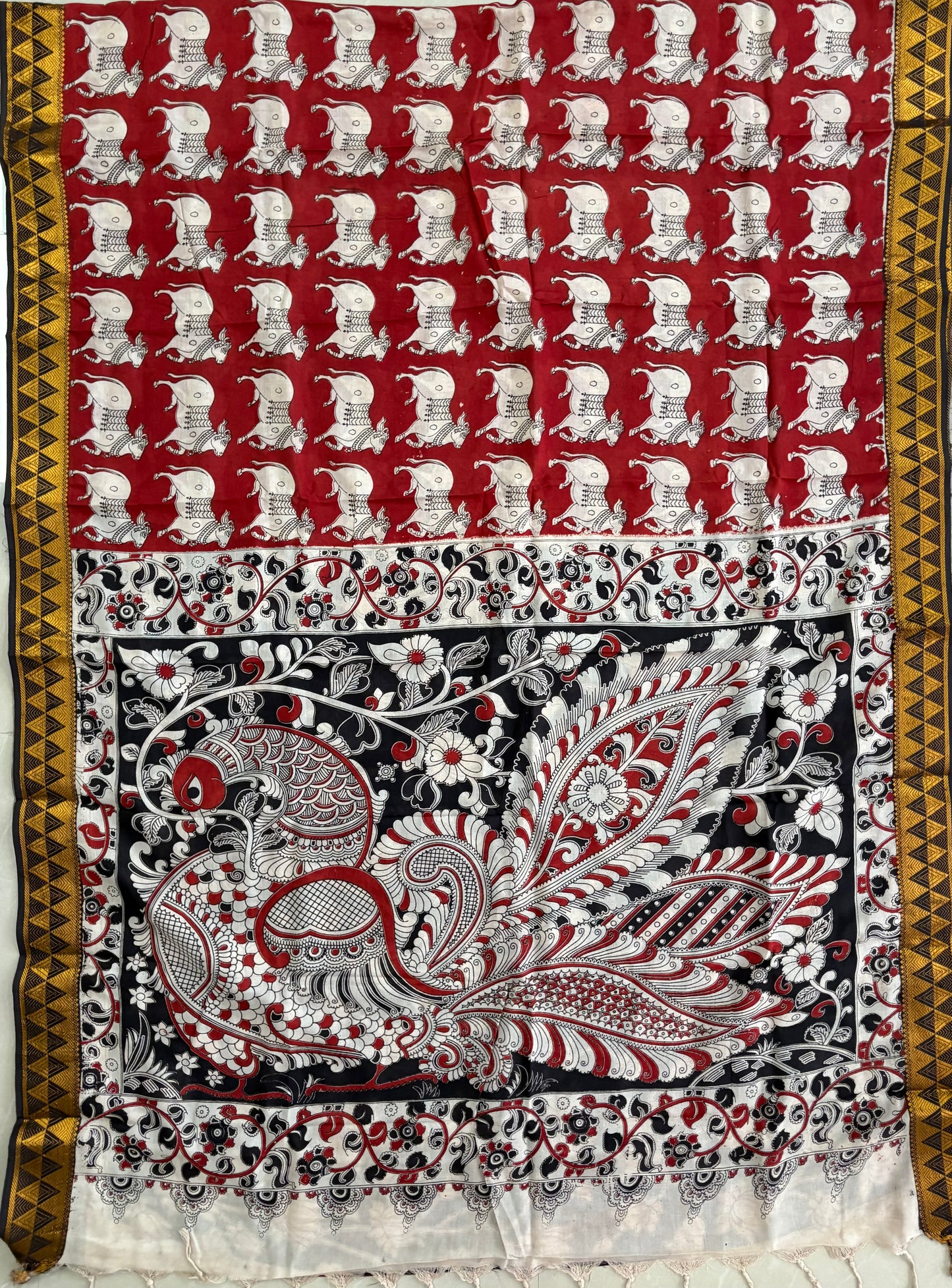 Printed Kalamkari Silk Saree with blouse