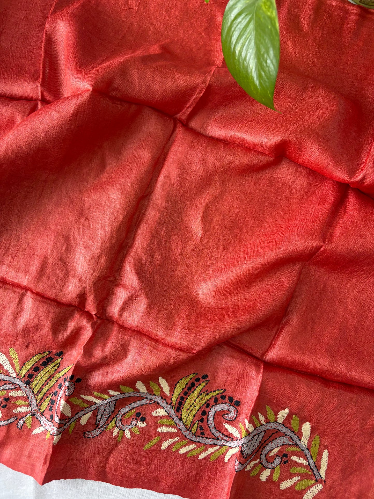Kantha Stitch Pure Tassar Silk Blouse Piece