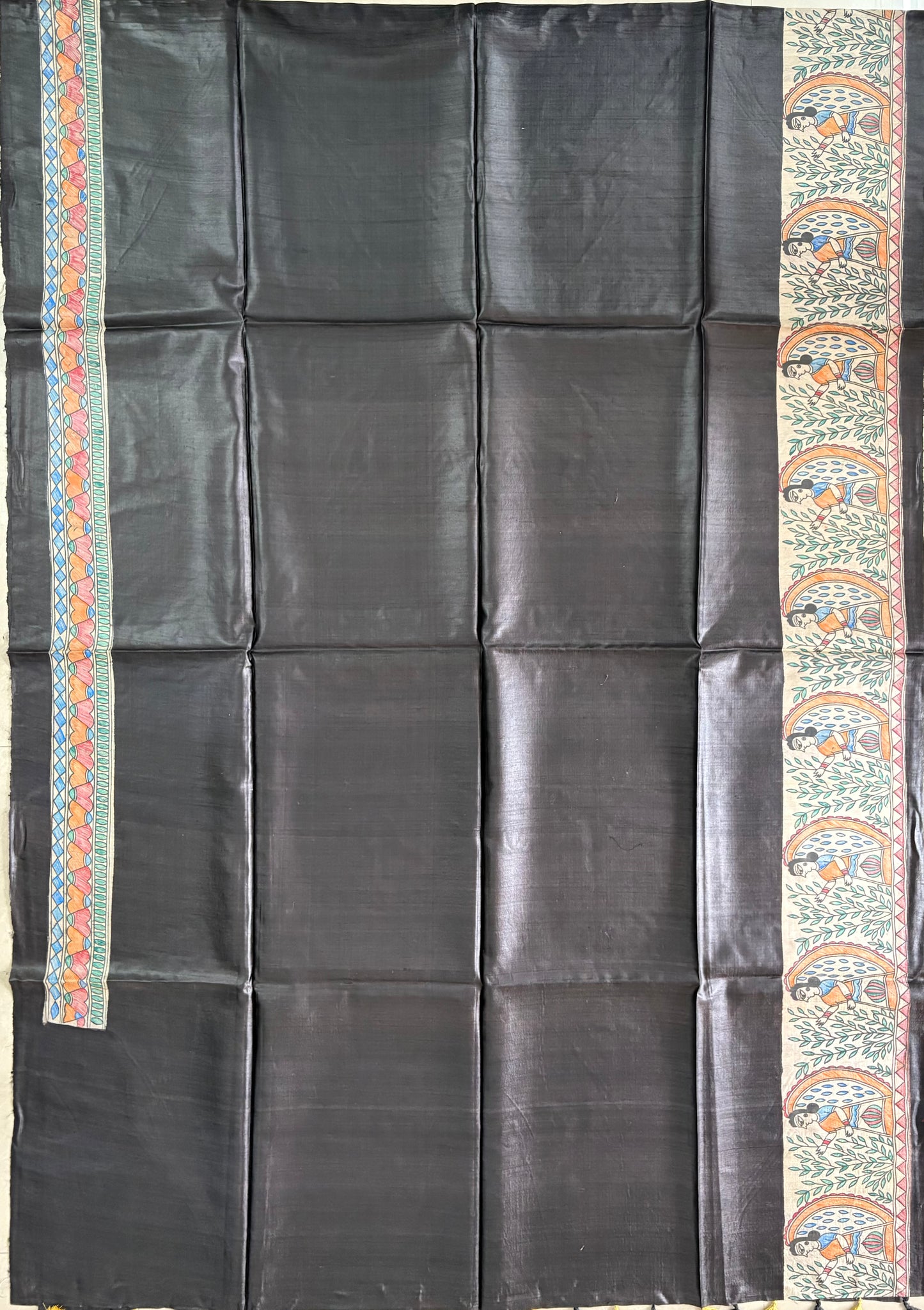 Pure Desi Tussar Silk Handcrafted Madhubani Saree (Silk Marked)