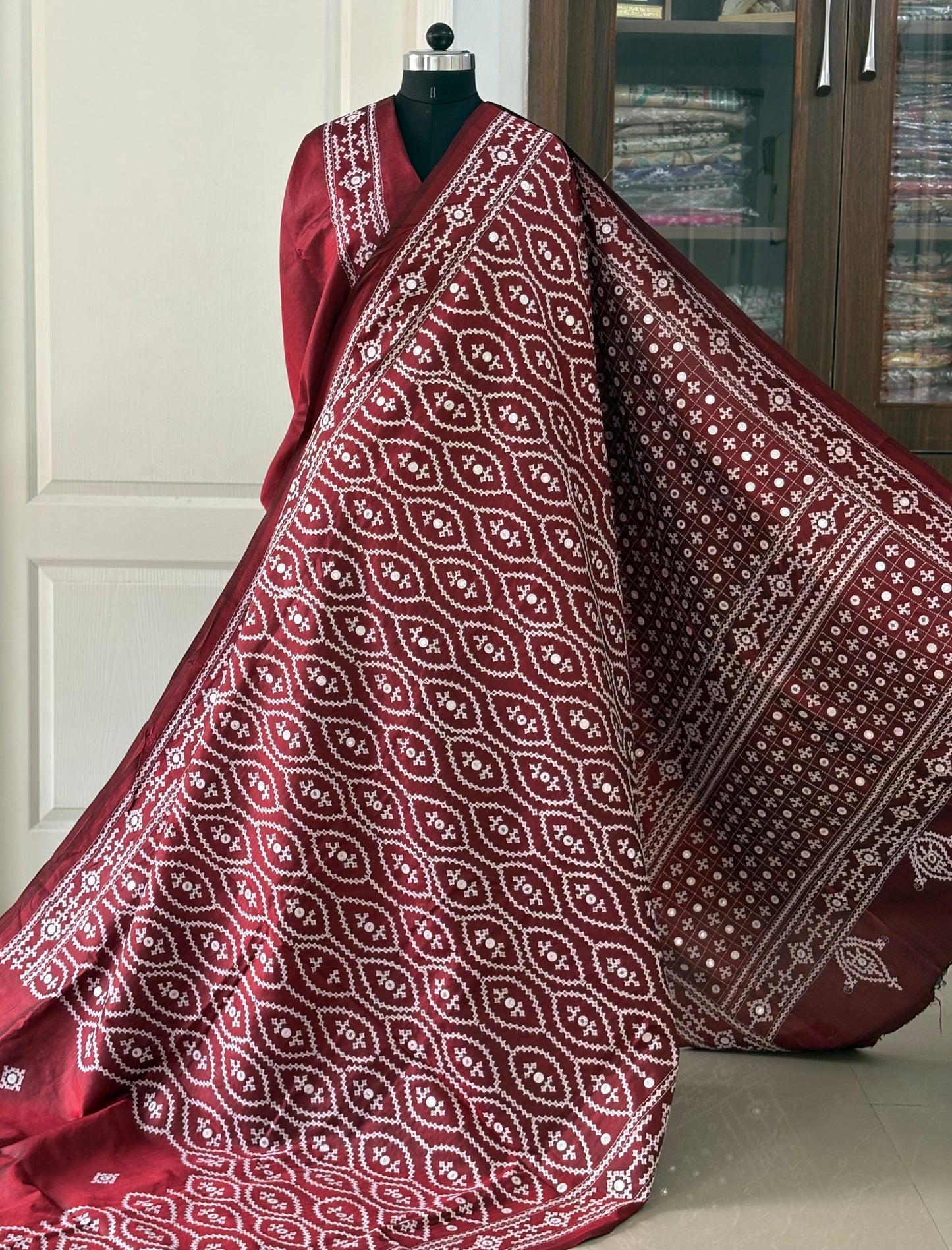 Kutch Hand Embroidered Pure Banglore Silk Saree