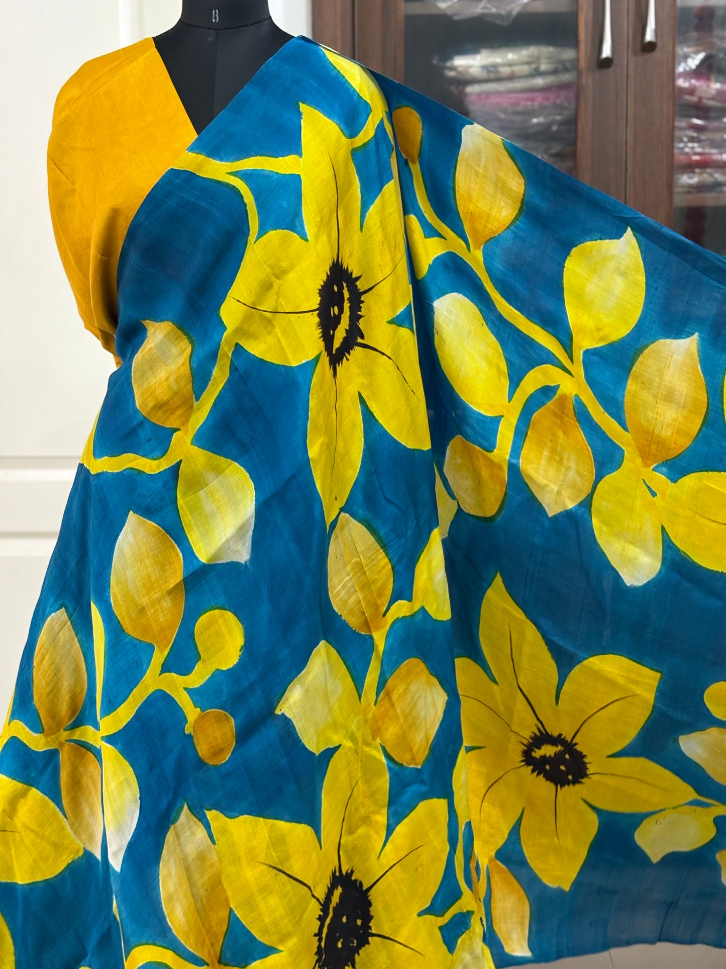 Exclusive Hand painted Pure Bishnupuri Silk Saree (Silk Marked)