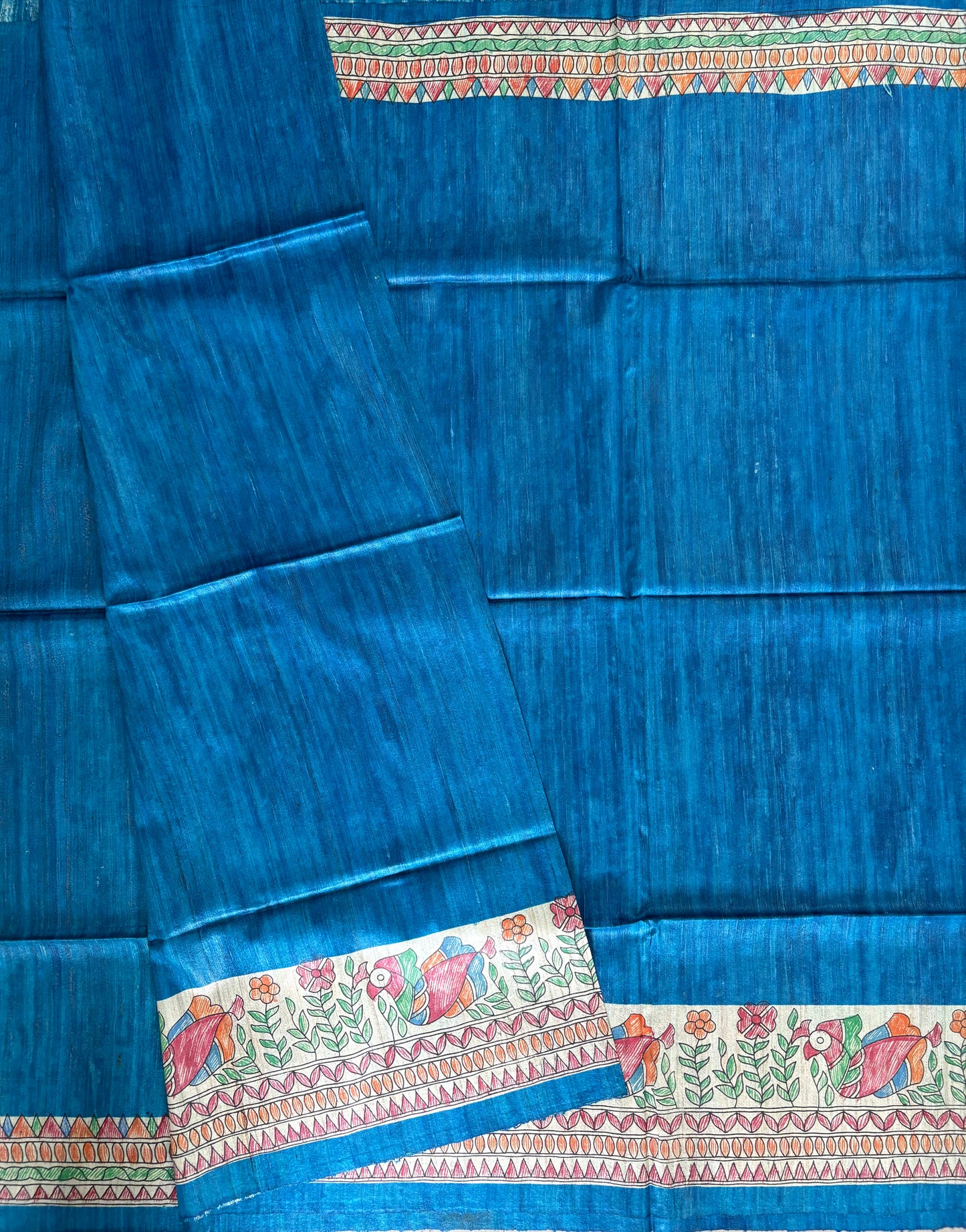Pure Tussar Ghicha Silk Handcrafted Madhubani Saree (Silk Marked)