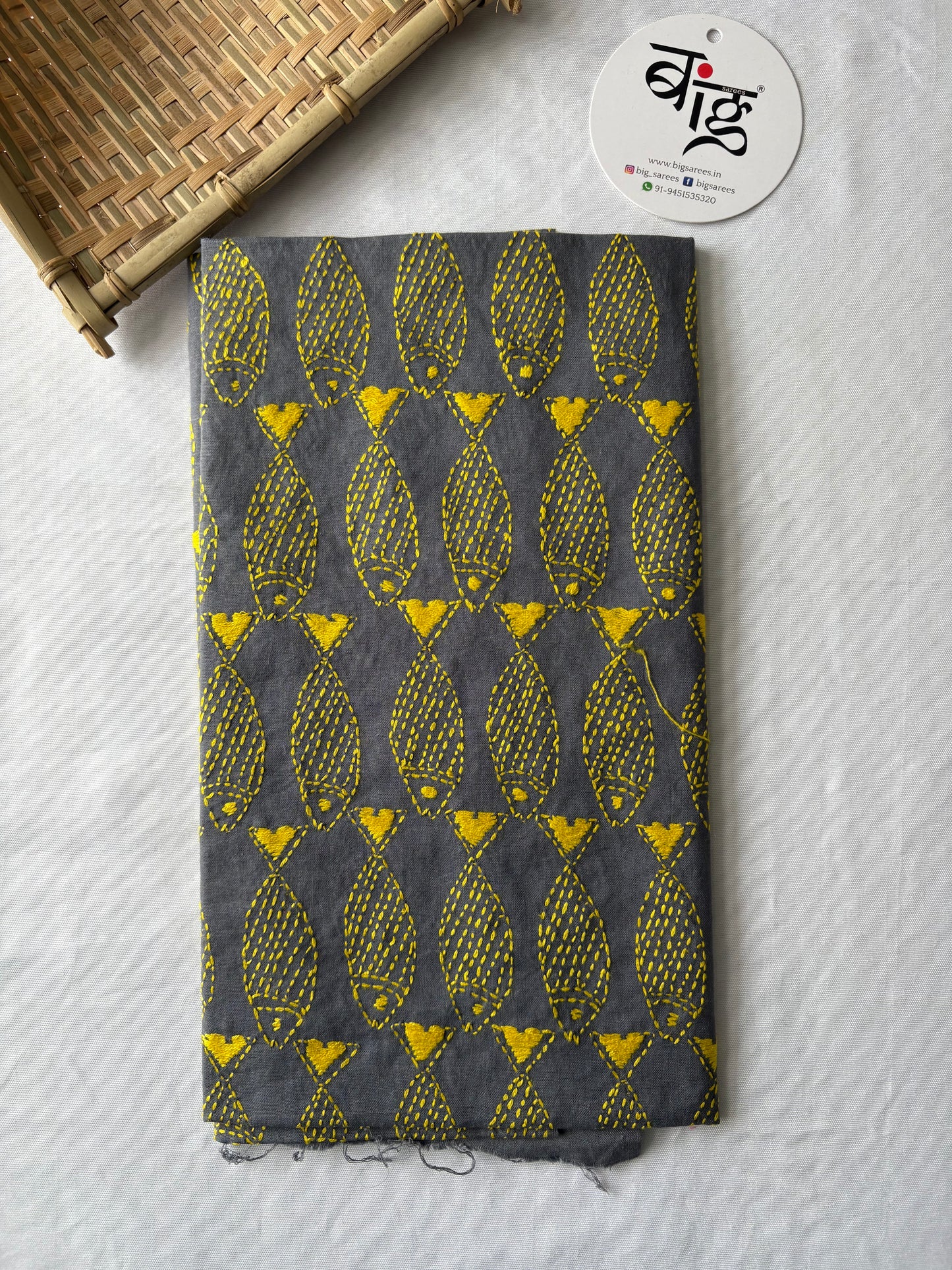 Kantha Stitch Full Embroidered Pure Cotton Blouse Piece