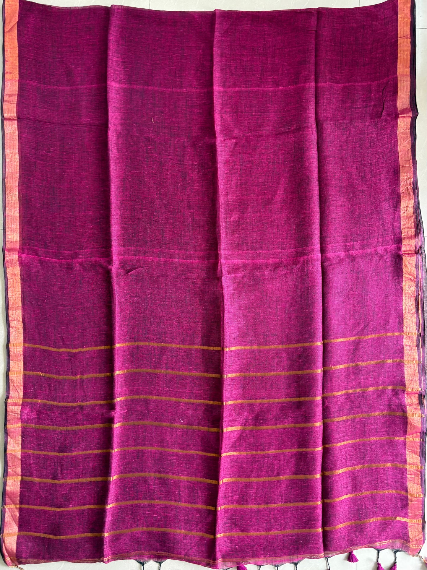 Linen By Linen Saree With Blouse -purple