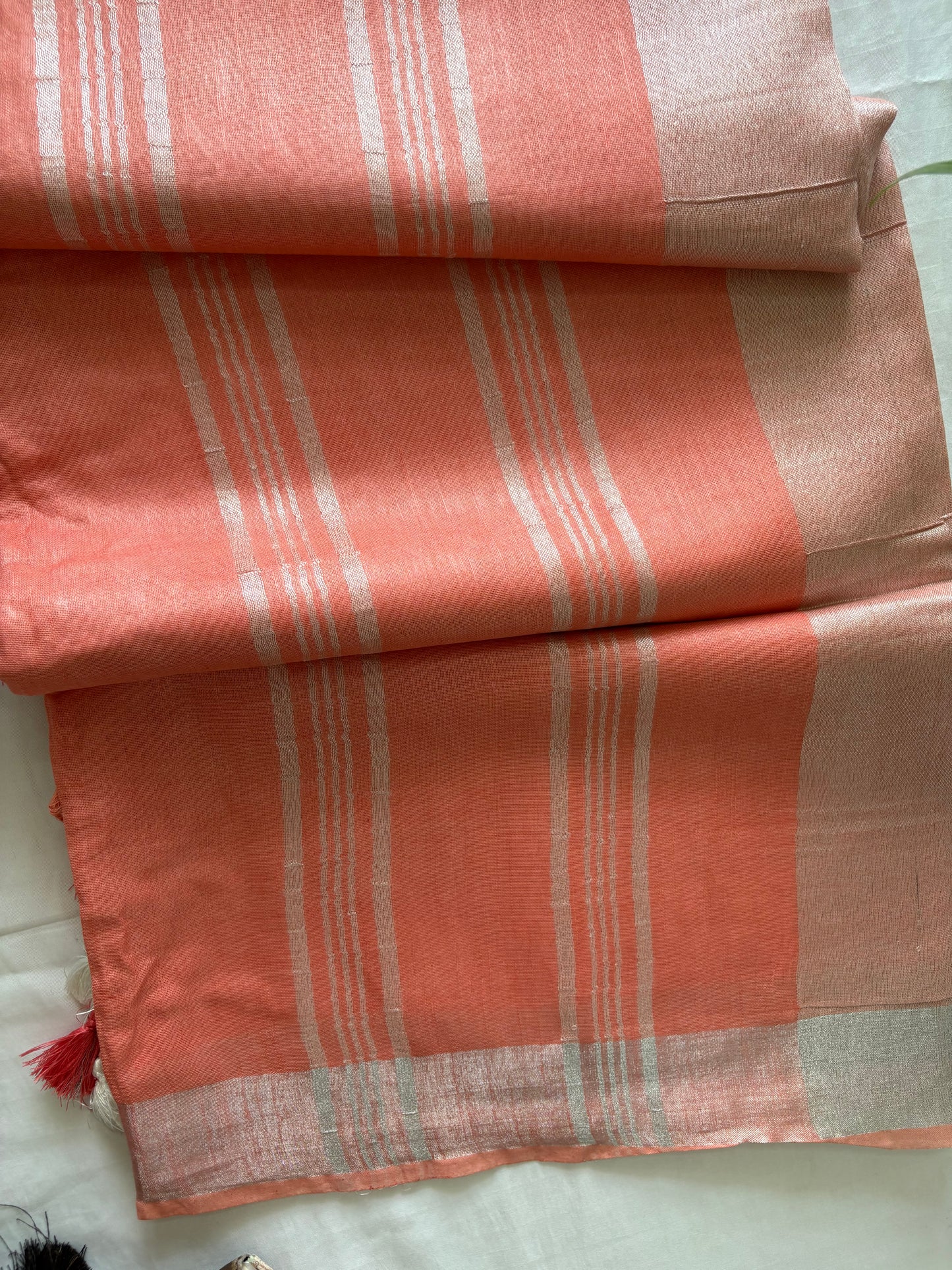 Cotton Linen Saree With running Blouse