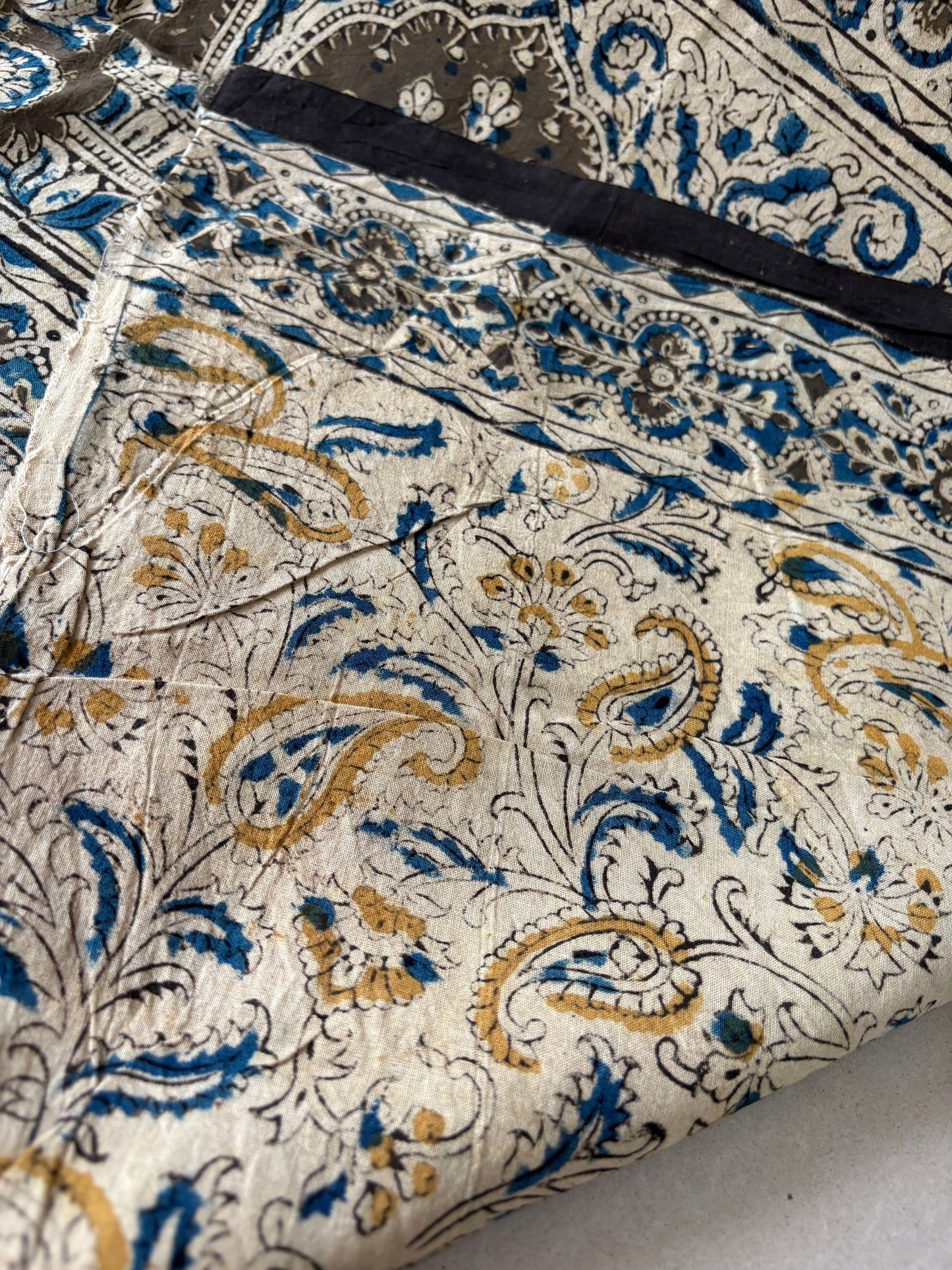 Kalamkari printed malmal cotton Saree with blouse