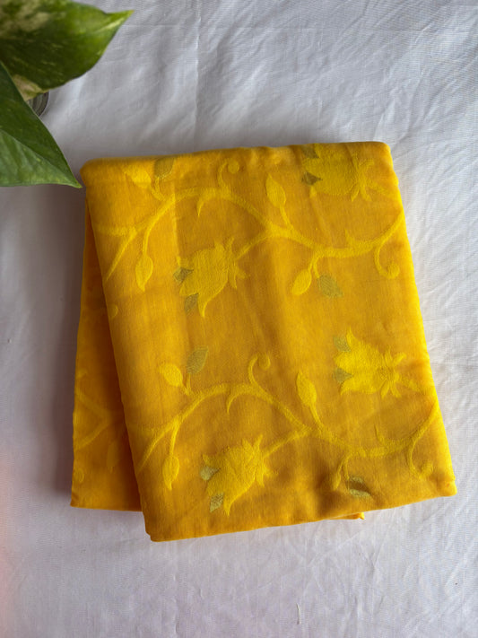 Yellow Soft Dhakai/Jamdani Saree