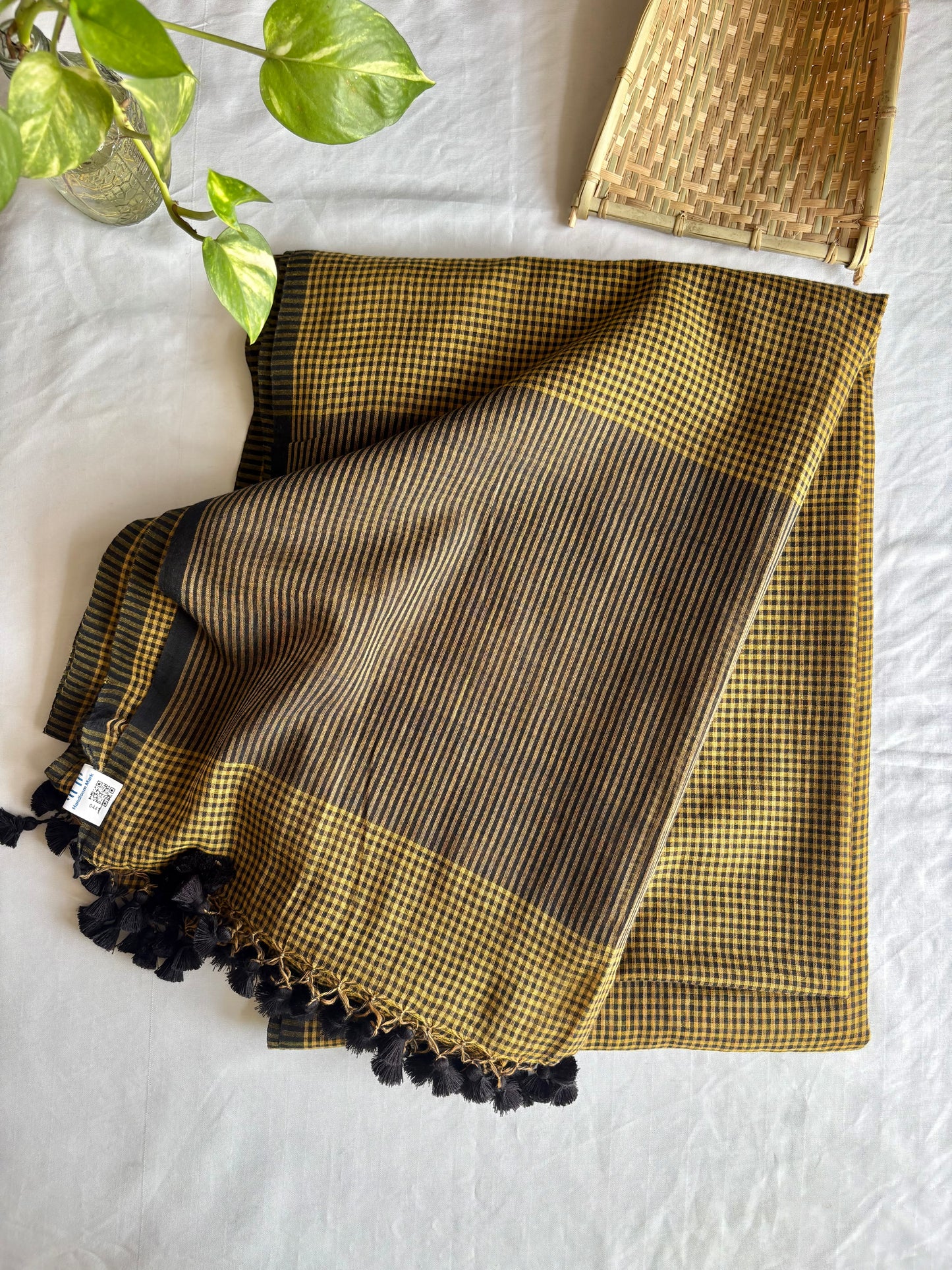 Gamcha Check Mul Cotton handwoven Saree (Handloom Marked)