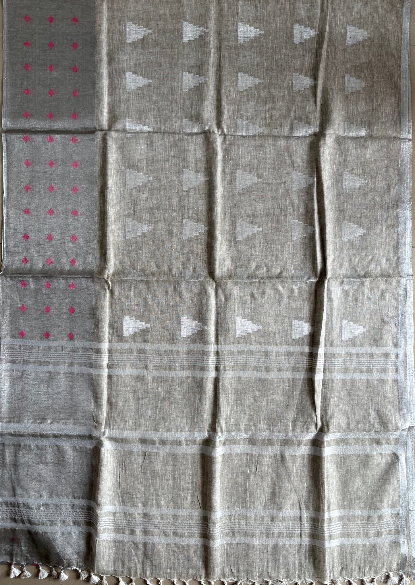 Pure Linen Saree With running Blouse