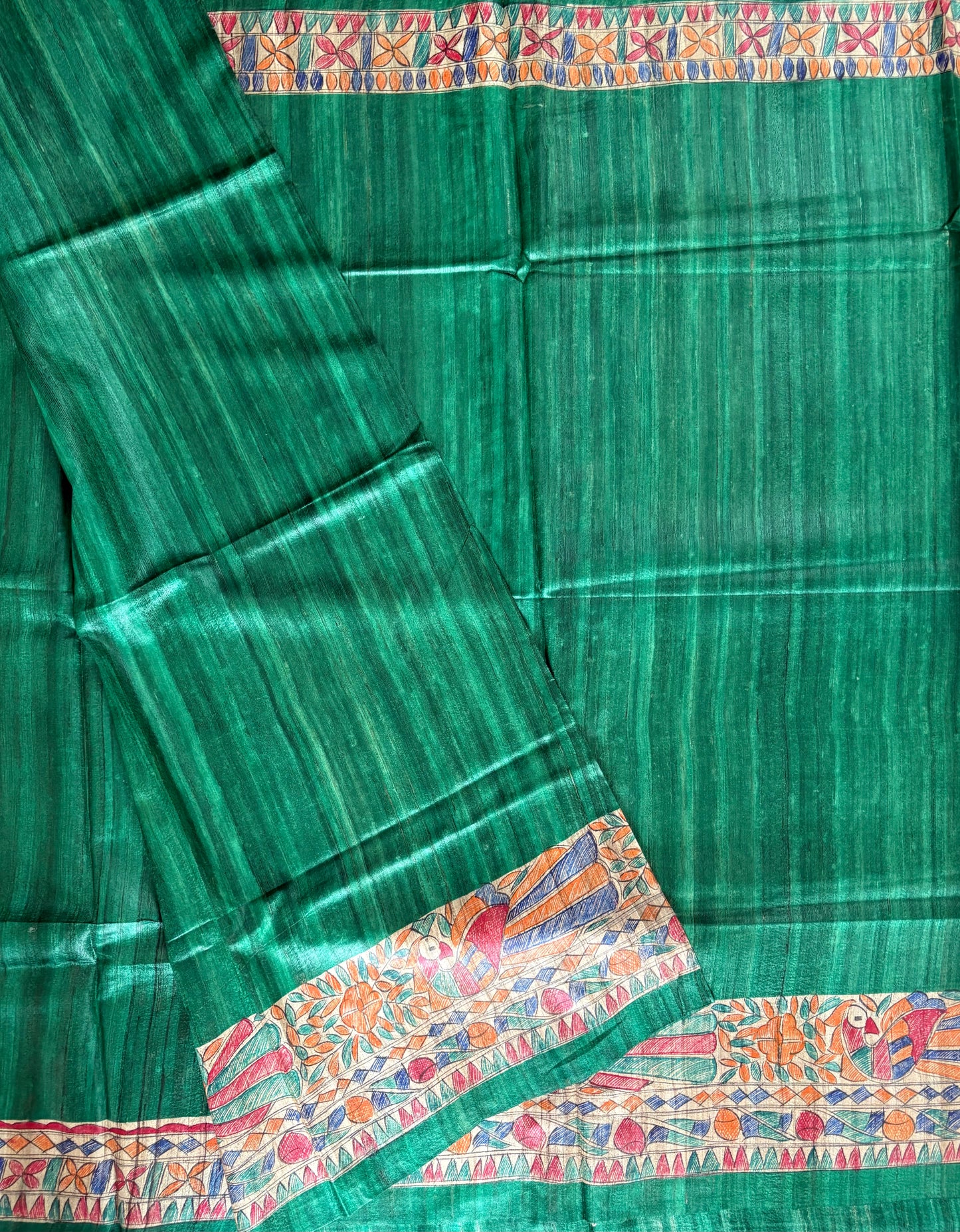 Pure Desi Tussar Silk Handcrafted Madhubani Saree (Silk Marked)