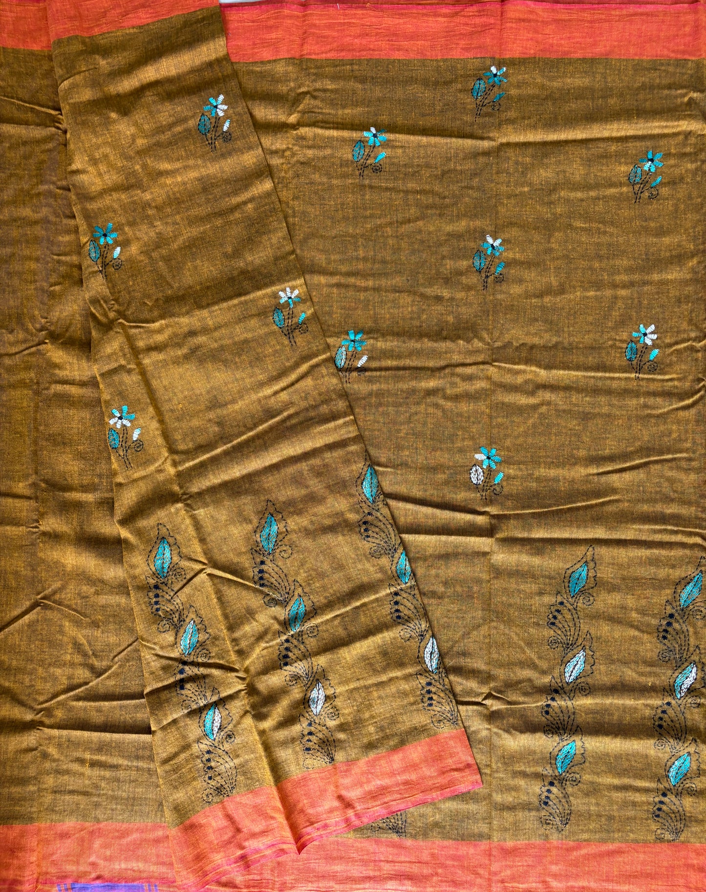 Kantha Hand Embroidered Pure Cotton Saree
