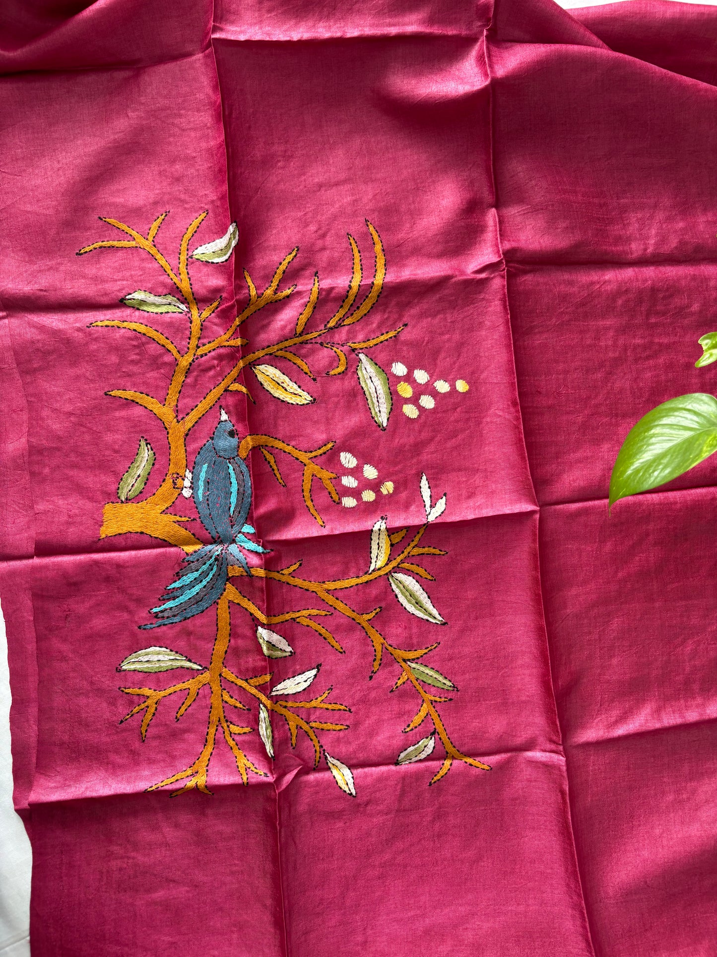 Kantha Stitch Pure Silk Blouse Piece