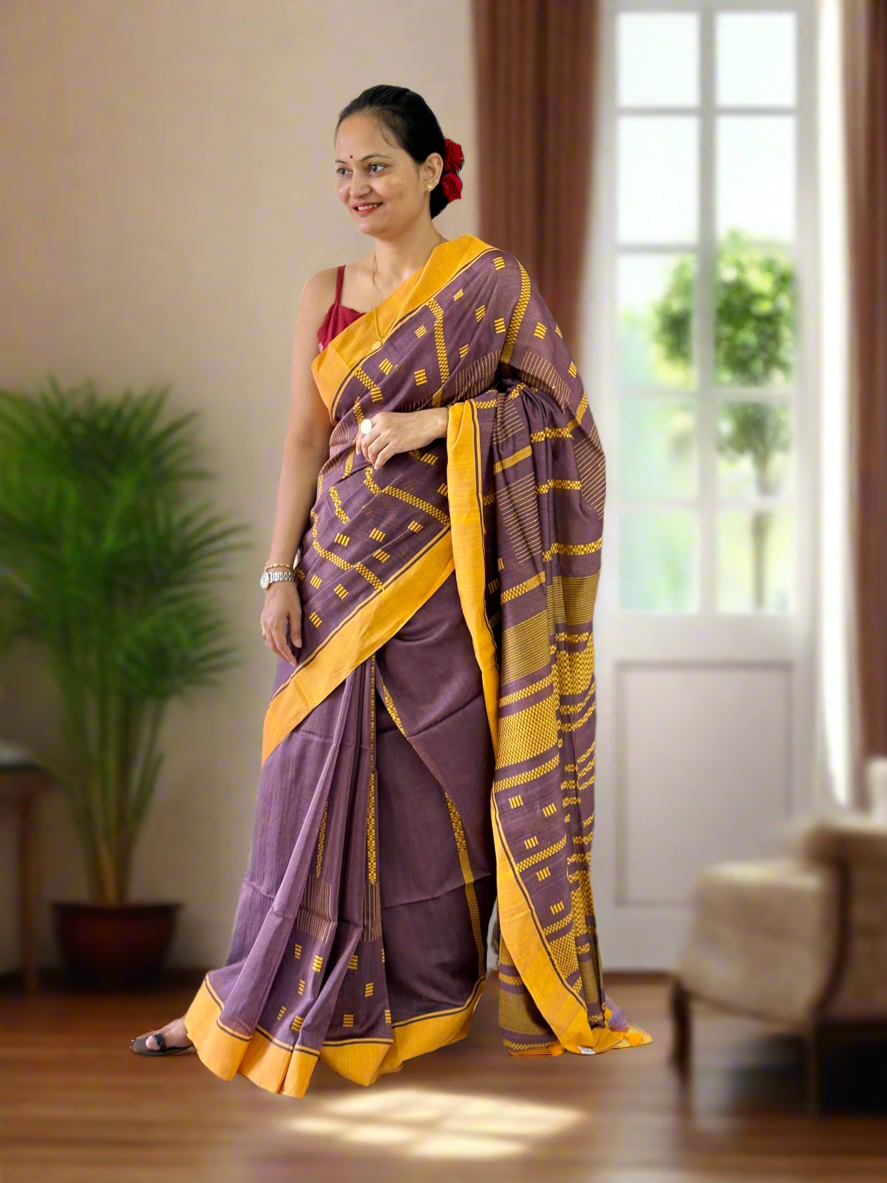 Mul Cotton handwoven Saree (Handloom Marked)