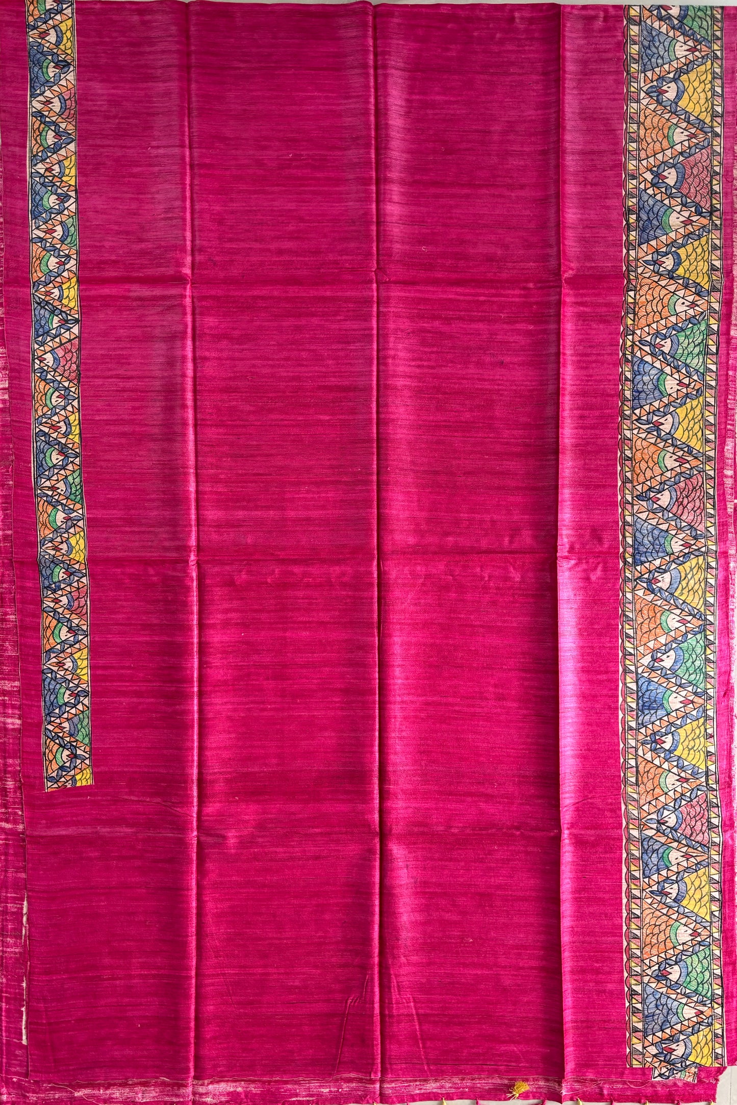 Pure Tussar Ghicha Silk Handcrafted Madhubani Saree (Silk Marked)